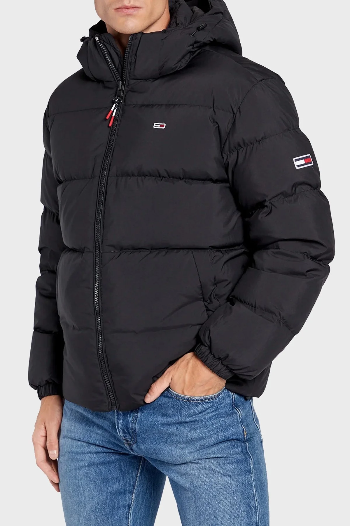 Tommy Jeans Regular Fit Çıkarılabilir Kapüşonlu Ördek Tüyü Dolgulu Şişme Erkek Mont DM0DM15447 BDS SİYAH - 1