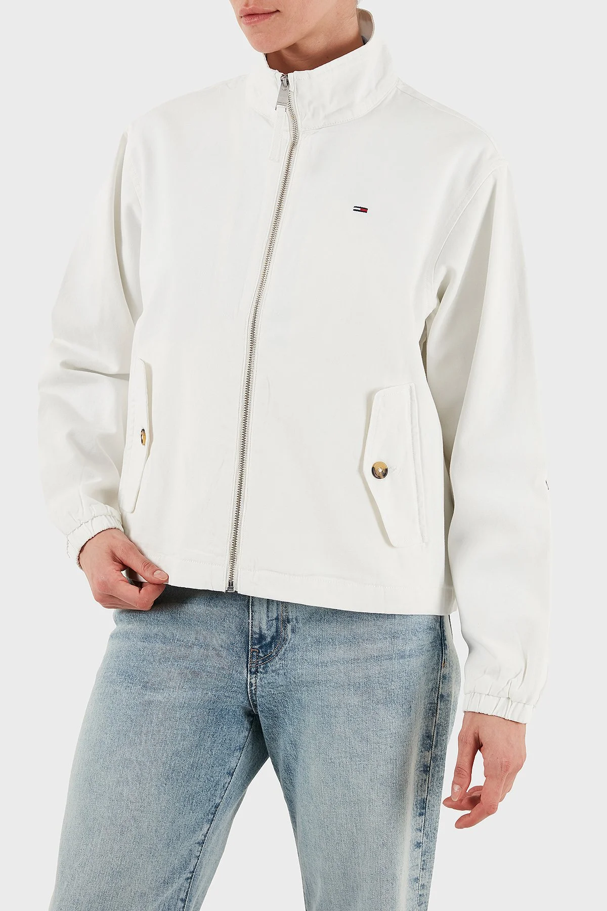 Tommy Jeans Regular Fit Dik Yaka Fermuarlı Bayan Ceket DW0DW20526 YBL BEYAZ - 1