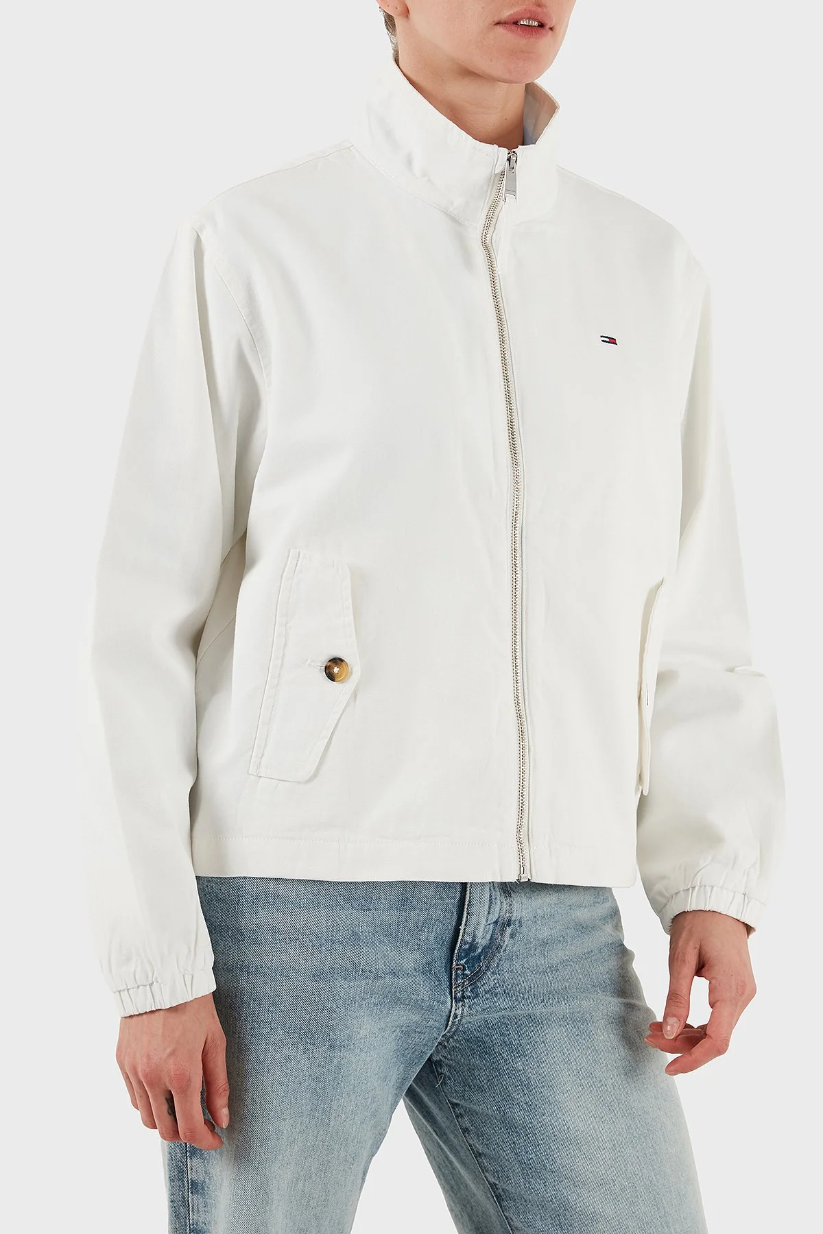 Tommy Jeans Regular Fit Dik Yaka Fermuarlı Bayan Ceket DW0DW20526 YBL BEYAZ - 4