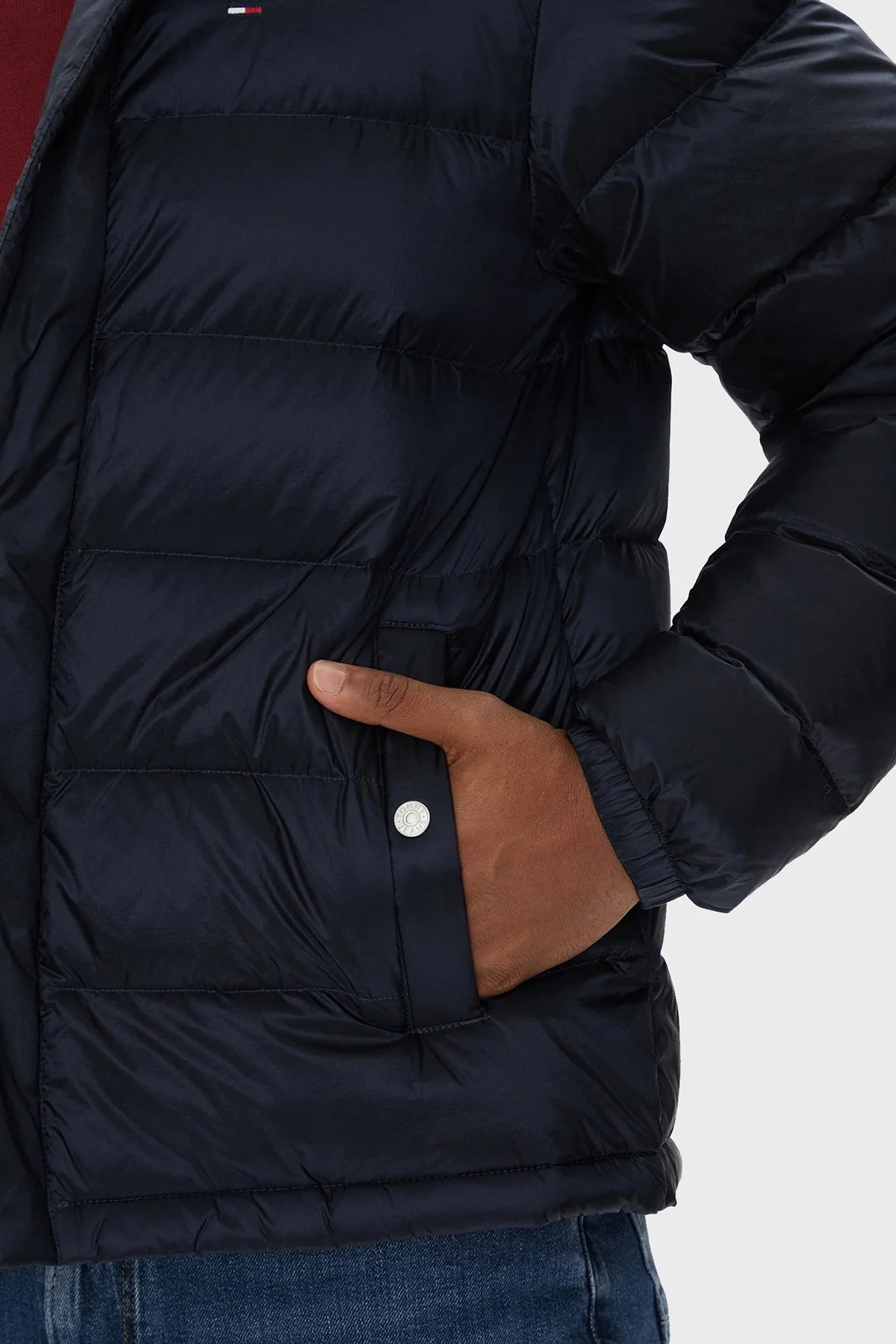 Tommy Jeans Regular Fit Dik Yaka Kapitoneli Logolu Erkek Mont DM0DM21937 C1G LACİVERT - 5