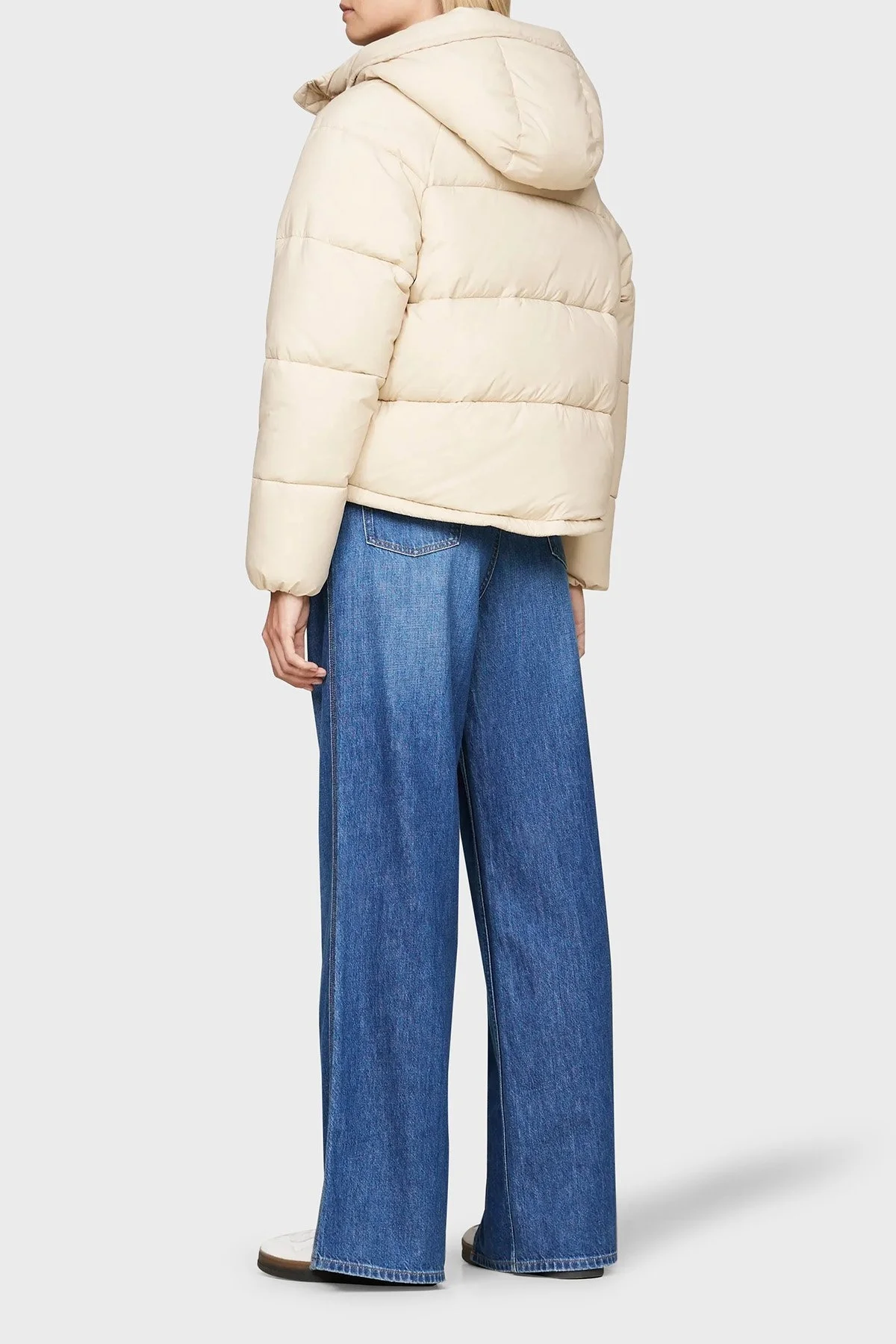 Tommy Jeans Regular Fit Kapüşonlu Dik Yaka Şişme Bayan Mont DW0DW18841 ACG BEJ - 4