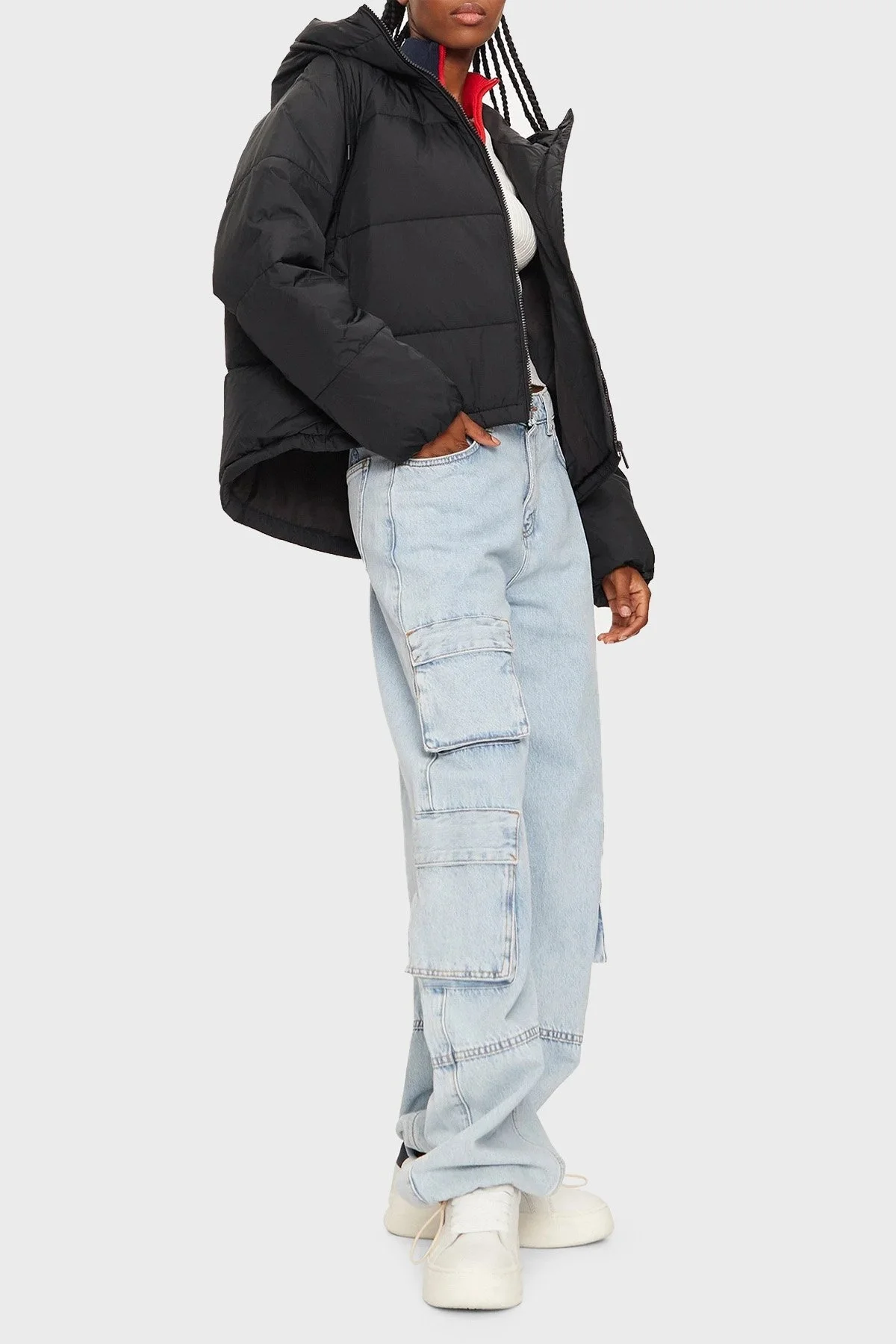 Tommy Jeans Regular Fit Kapüşonlu Dik Yaka Şişme Bayan Mont DW0DW18841 BDS SİYAH - 2