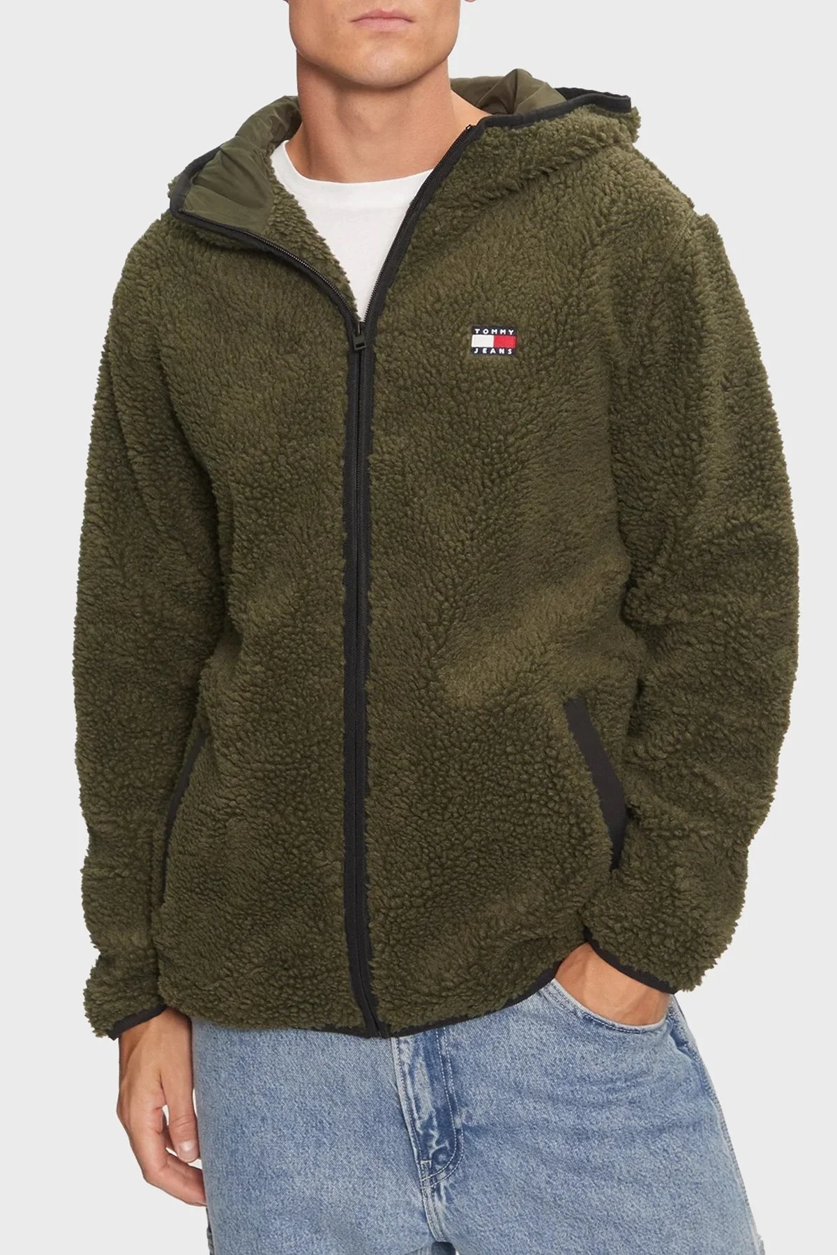 Tommy Jeans Regular Fit Kapüşonlu Fermuarlı Erkek Sweat DM0DM19224 M12 YEŞİL - 1