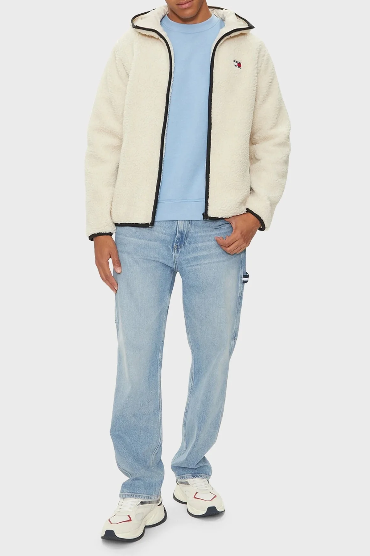 Tommy Jeans Regular Fit Kapüşonlu Fermuarlı Teddy Erkek Sweat DM0DM19224 ACG BEJ - 3