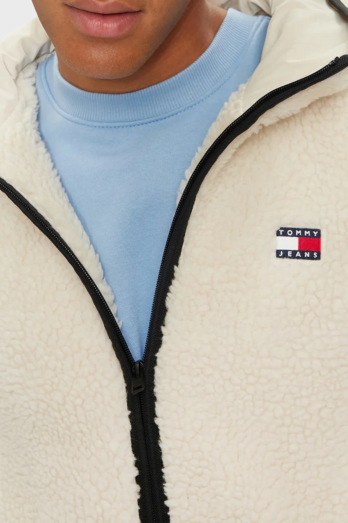 Tommy Jeans Regular Fit Kapüşonlu Fermuarlı Teddy Erkek Sweat DM0DM19224 ACG BEJ - 5