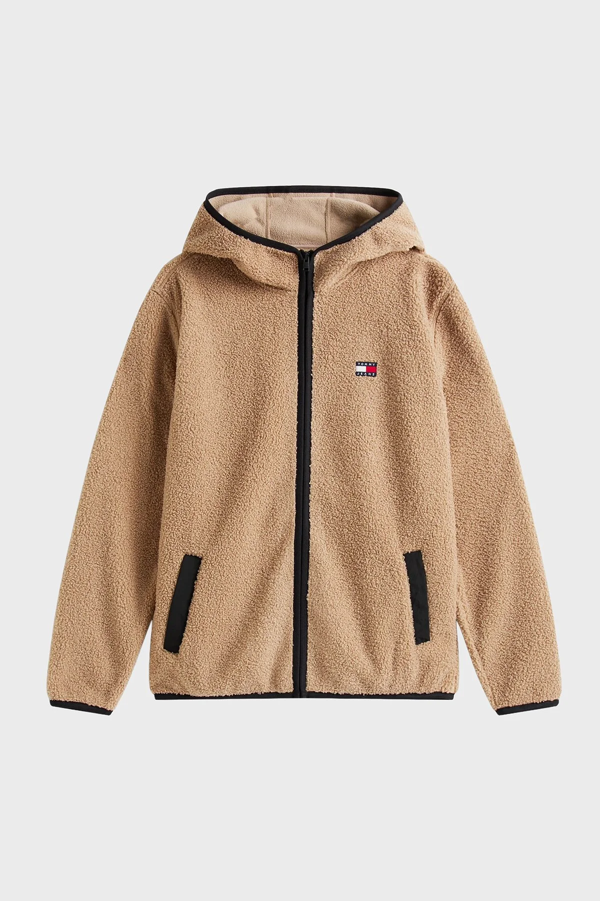 Tommy Jeans Regular Fit Kapüşonlu Fermuarlı Teddy Erkek Sweat DM0DM19224 AFE BEJ - 4