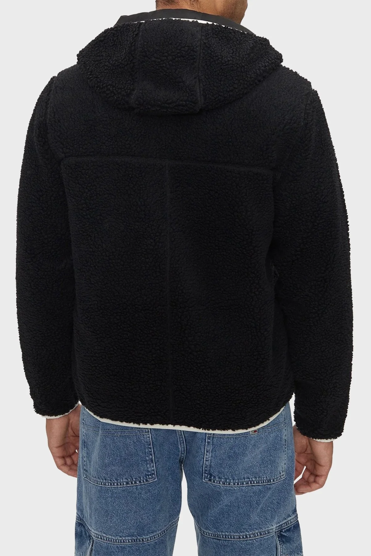 Tommy Jeans Regular Fit Kapüşonlu Fermuarlı Teddy Erkek Sweat DM0DM19224 BDS SİYAH - 2