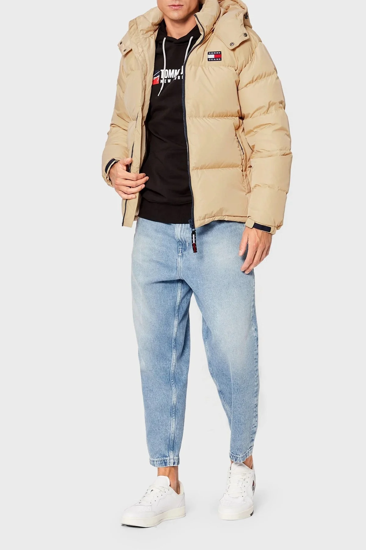 Tommy Jeans Regular Fit Kuş Tüyü Çıkarılabilir Kapüşonlu Şişme Erkek Mont DM0DM15445 AB4 BEJ - 2