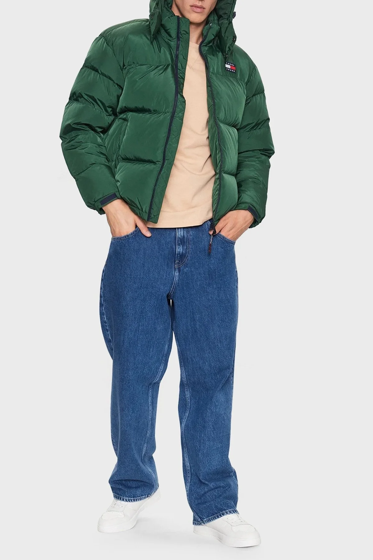 Tommy Jeans Regular Fit Kuş Tüyü Dik Yaka Şişme Erkek Mont DM0DM15445 L2M YEŞİL - 2