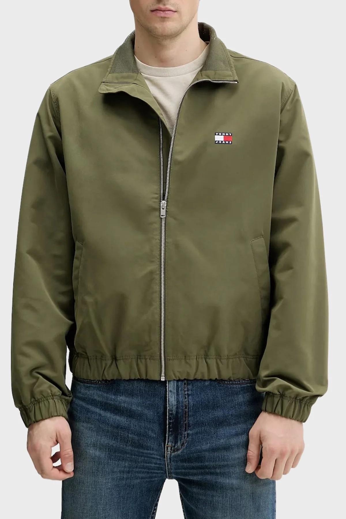 Tommy Jeans Regular Fit Logolu Dik Yaka Erkek Mont DM0DM22720 GY1 KOYU YEŞİL - 1