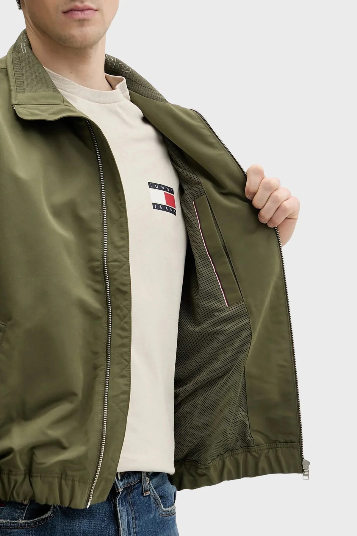 Tommy Jeans Regular Fit Logolu Dik Yaka Erkek Mont DM0DM22720 GY1 KOYU YEŞİL - 6