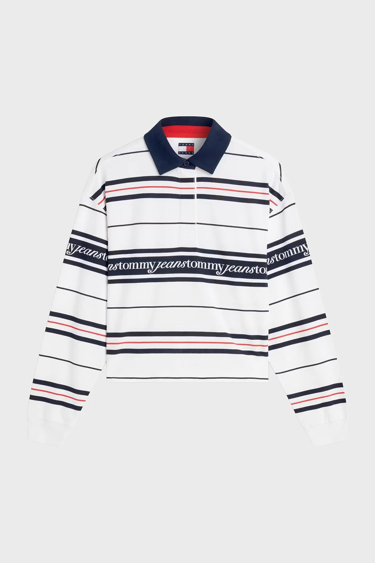 Tommy Jeans Relaxed Fit Yarım Düğmeli Polo Yaka Kadın Sweat DW0DW23145 YBL Beyaz - 5