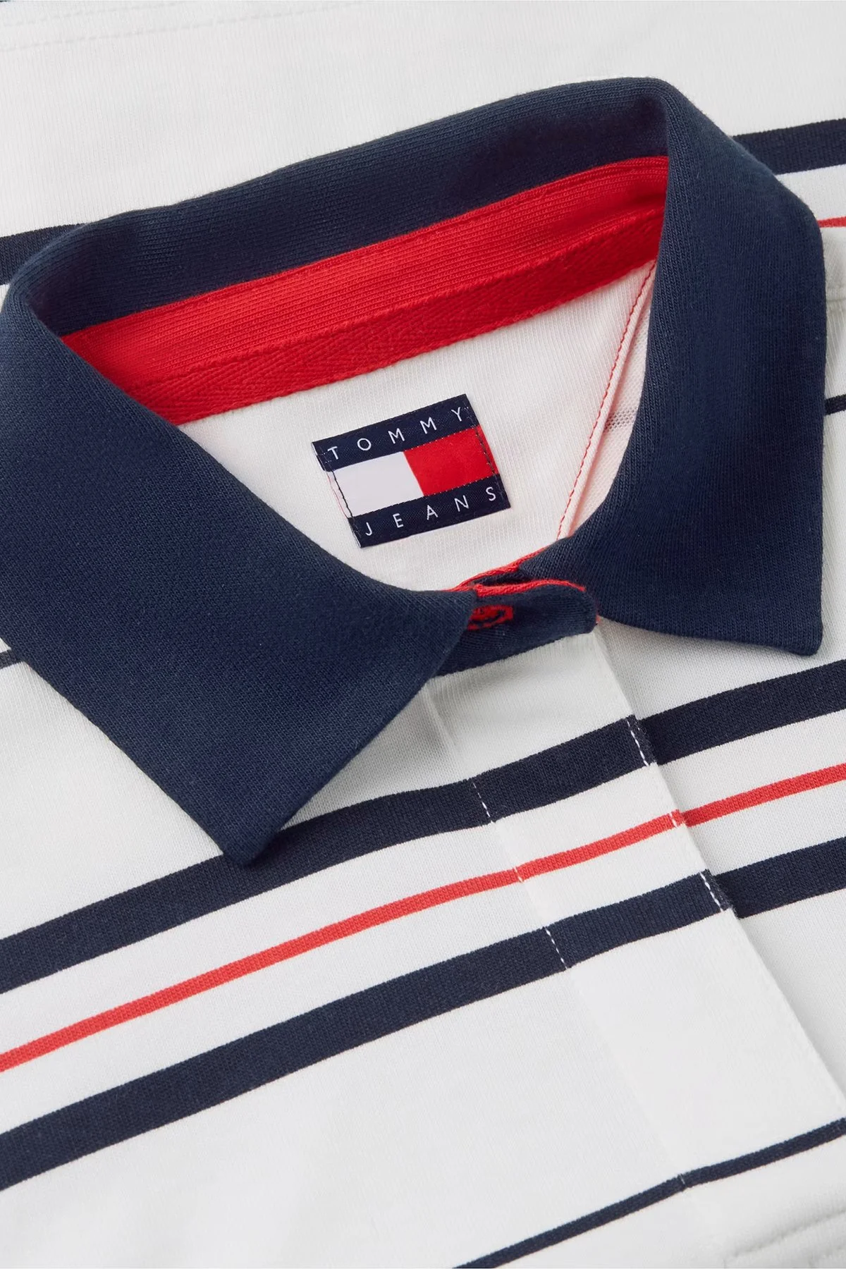 Tommy Jeans Relaxed Fit Yarım Düğmeli Polo Yaka Kadın Sweat DW0DW23145 YBL Beyaz - 6