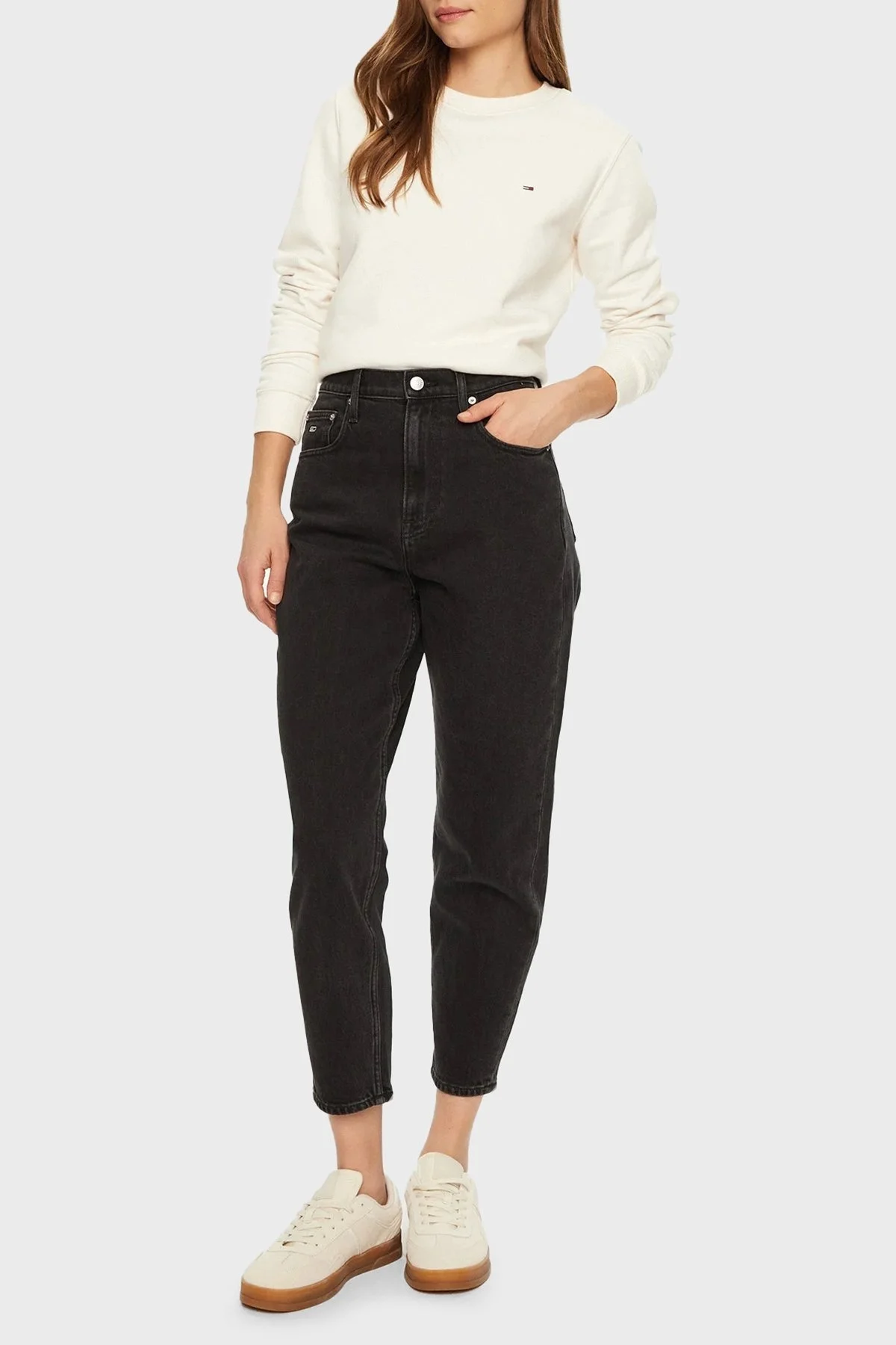 Tommy Jeans Relaxed Fit Yüksek Bel Dar Paça Jeans Bayan Kot Pantolon DW0DW20369 1BZ ANTRASİT - 8