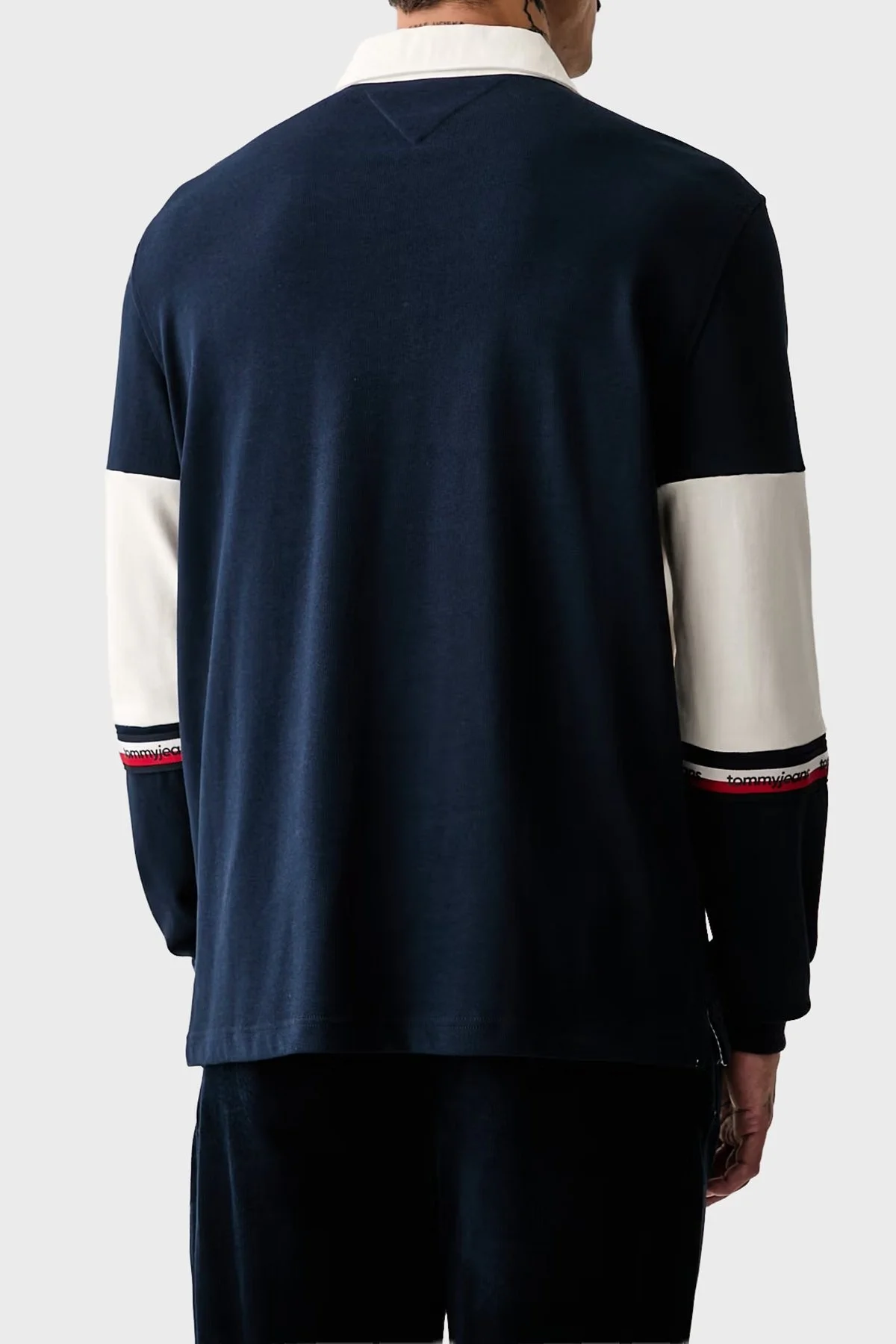 Tommy Jeans Renk Bloklu Pamuklu Relaxed Fit Düğmeli Erkek Polo Yaka Sweat DM0DM23161 C1G Lacivert - 3