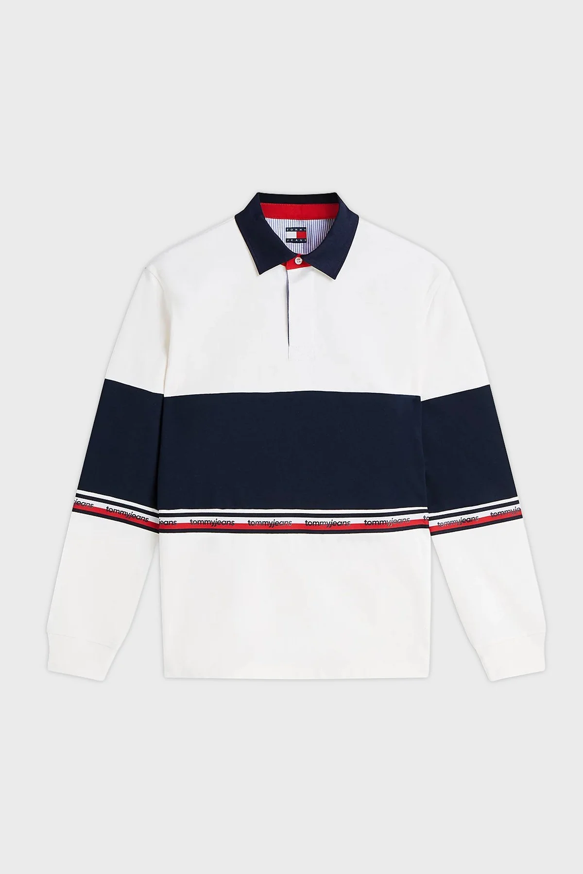 Tommy Jeans Renk Bloklu Pamuklu Relaxed Fit Düğmeli Erkek Polo Yaka Sweat DM0DM23161 YBH Beyaz - 5