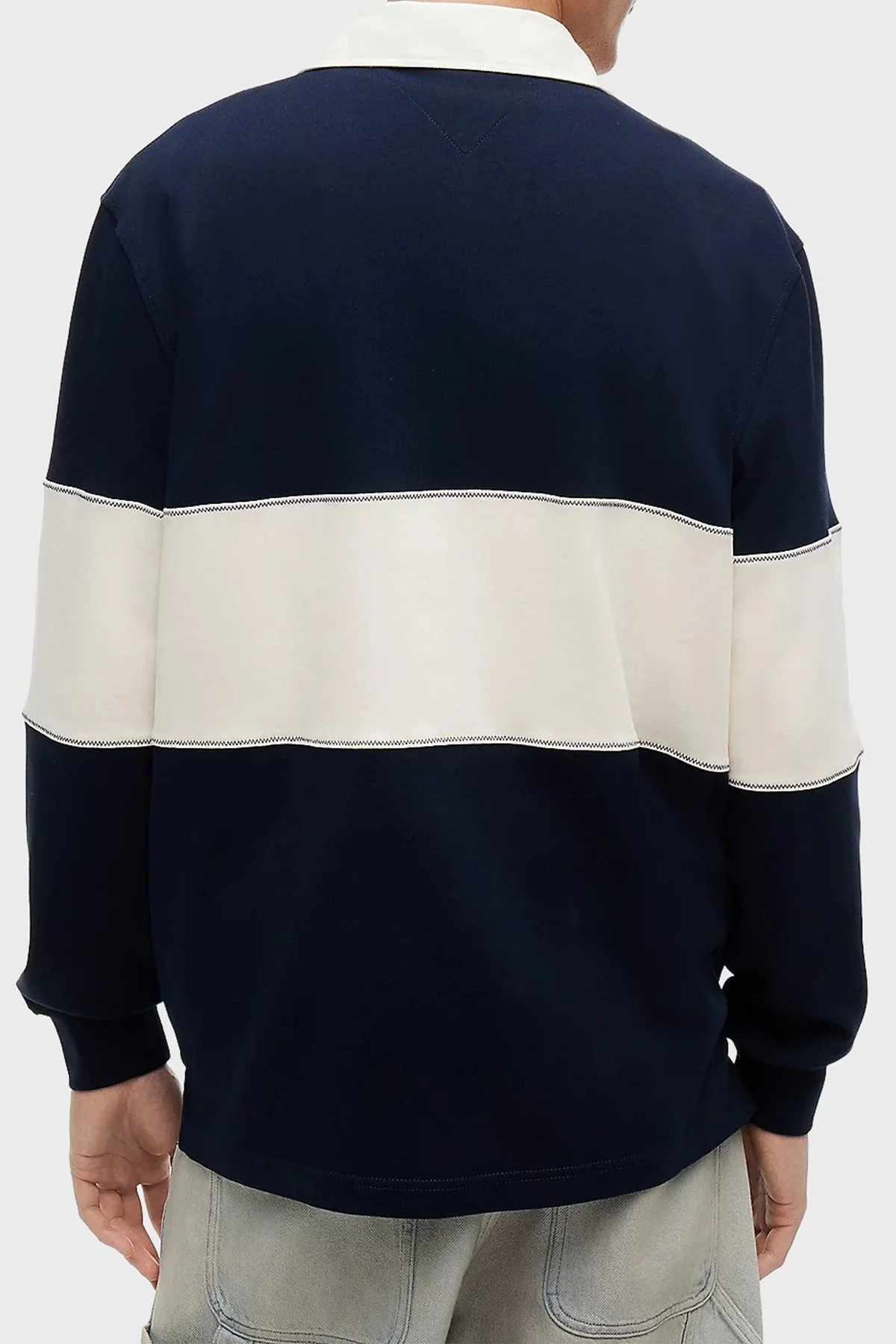 Tommy Jeans Renk Bloklu Relaxed Fit Erkek Polo Yaka Sweat DM0DM23162 C1G Lacivert - 4