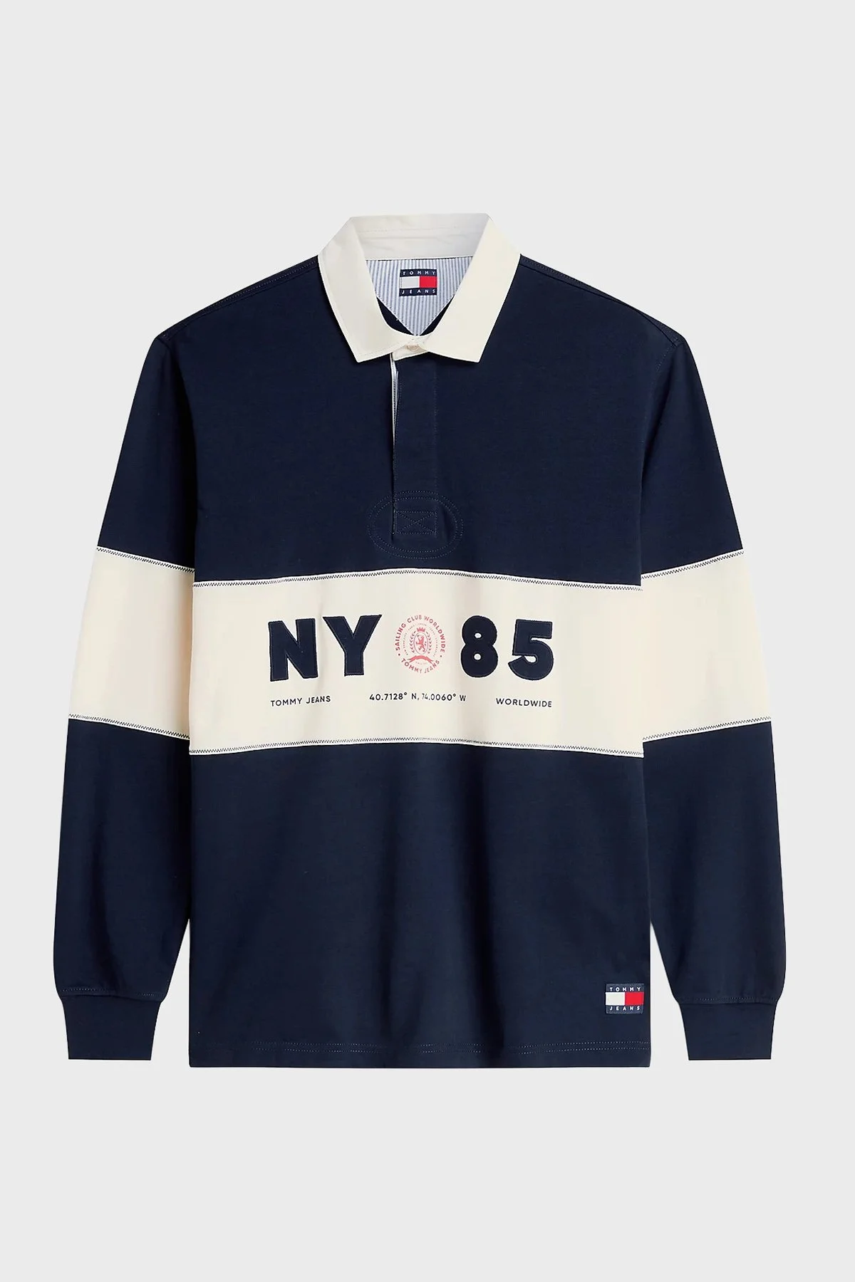 Tommy Jeans Renk Bloklu Relaxed Fit Erkek Polo Yaka Sweat DM0DM23162 C1G Lacivert - 5