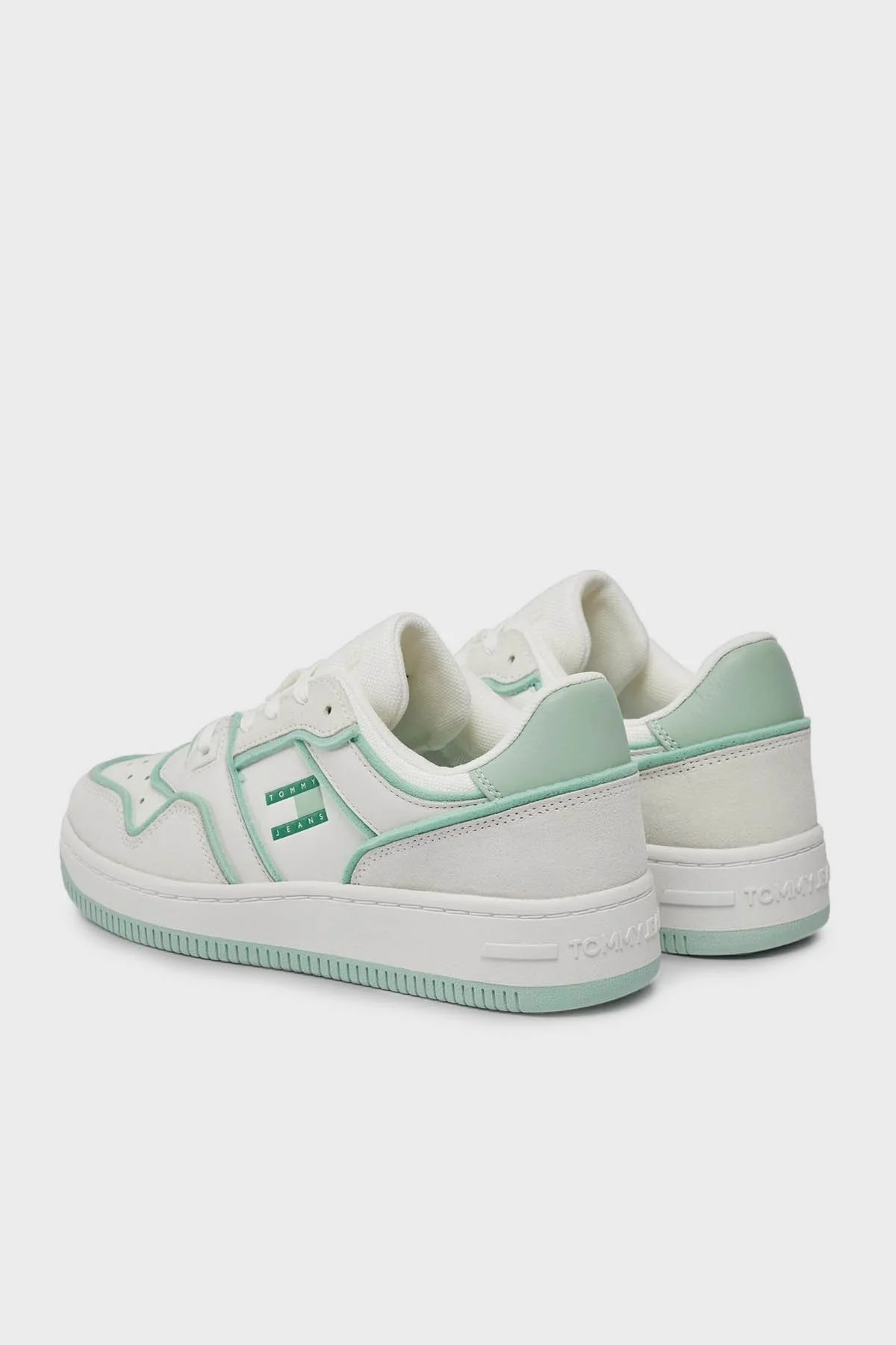Tommy Jeans Retro Deri Sneaker Bayan Ayakkabı EN0EN02420 MAJ BEYAZ-YEŞİL - 4