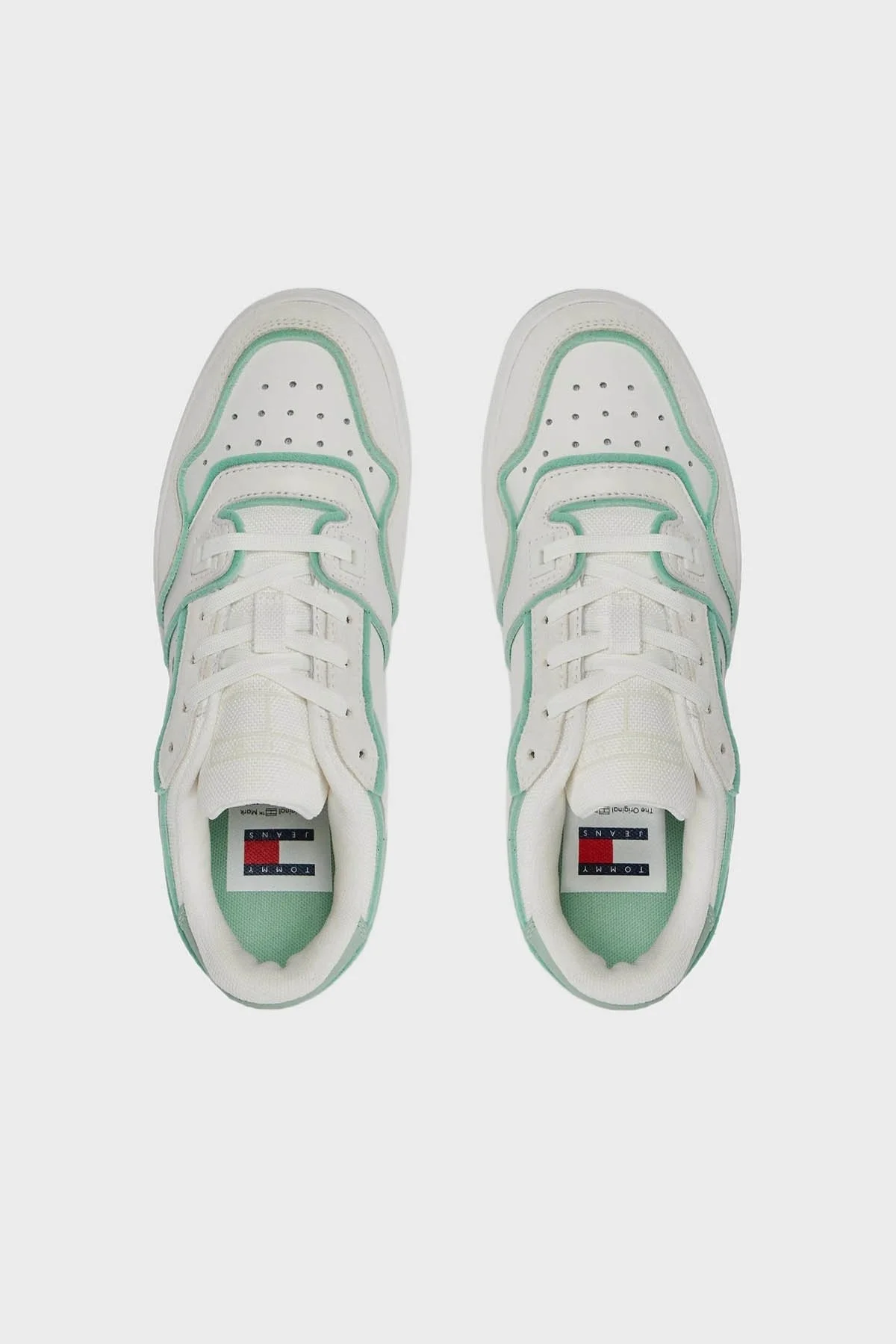 Tommy Jeans Retro Deri Sneaker Bayan Ayakkabı EN0EN02420 MAJ BEYAZ-YEŞİL - 6