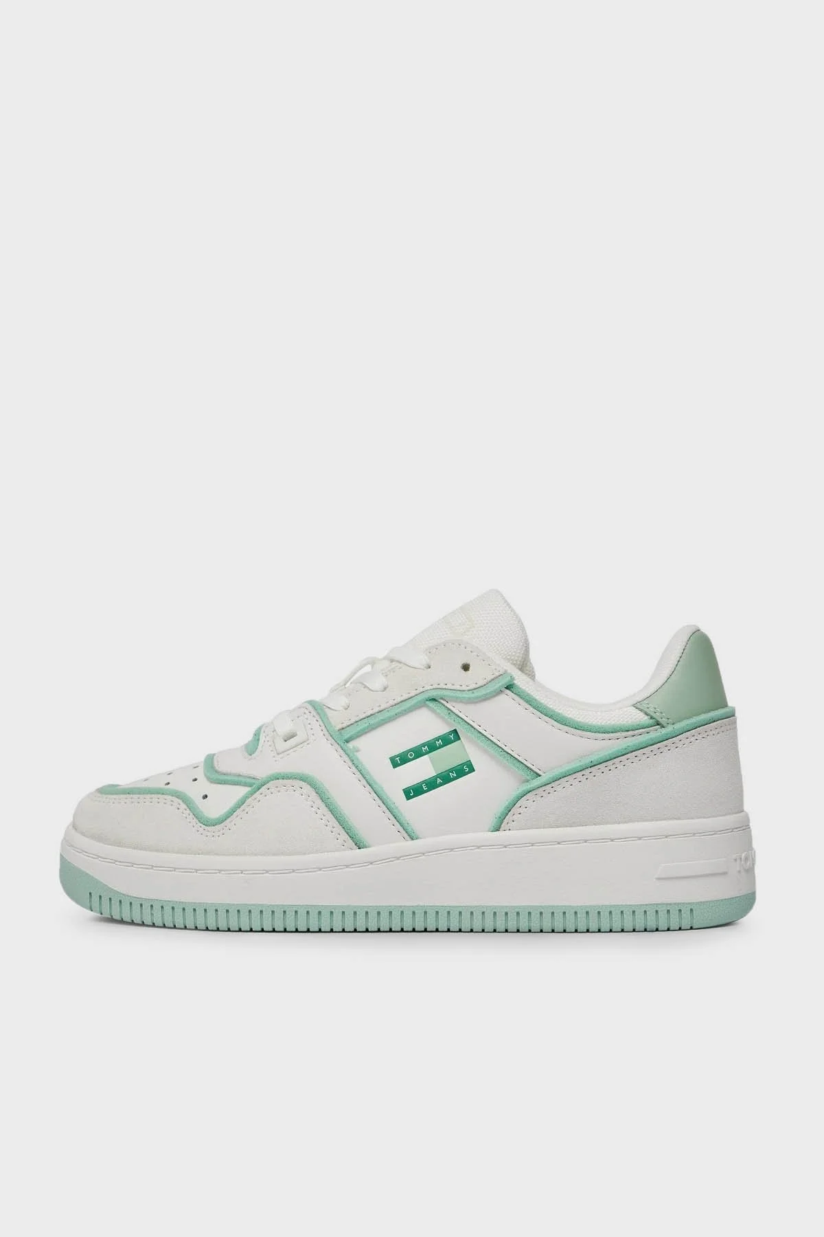 Tommy Jeans Retro Deri Sneaker Bayan Ayakkabı EN0EN02420 MAJ BEYAZ-YEŞİL - 8