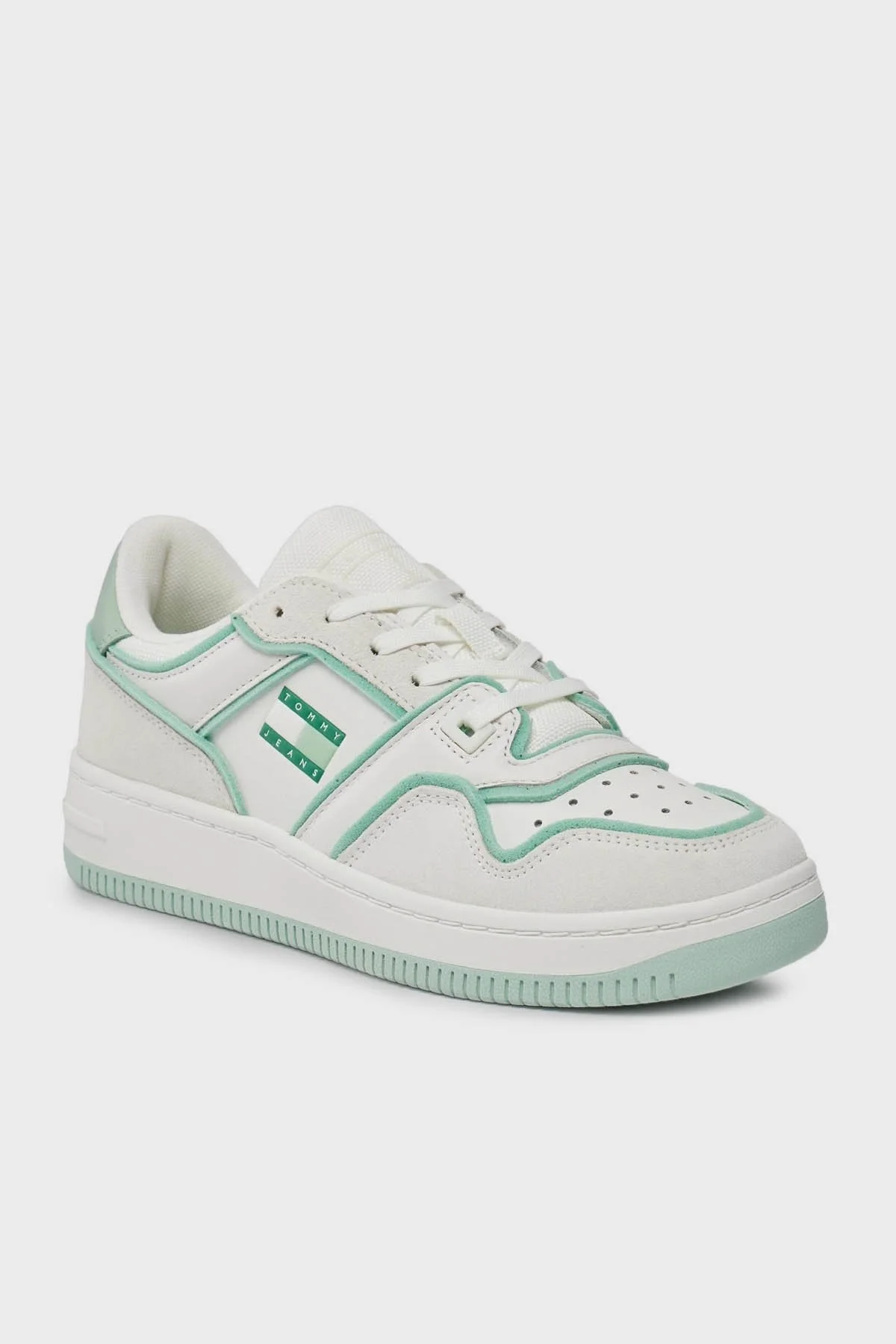 Tommy Jeans Retro Deri Sneaker Bayan Ayakkabı EN0EN02420 MAJ BEYAZ-YEŞİL - 9