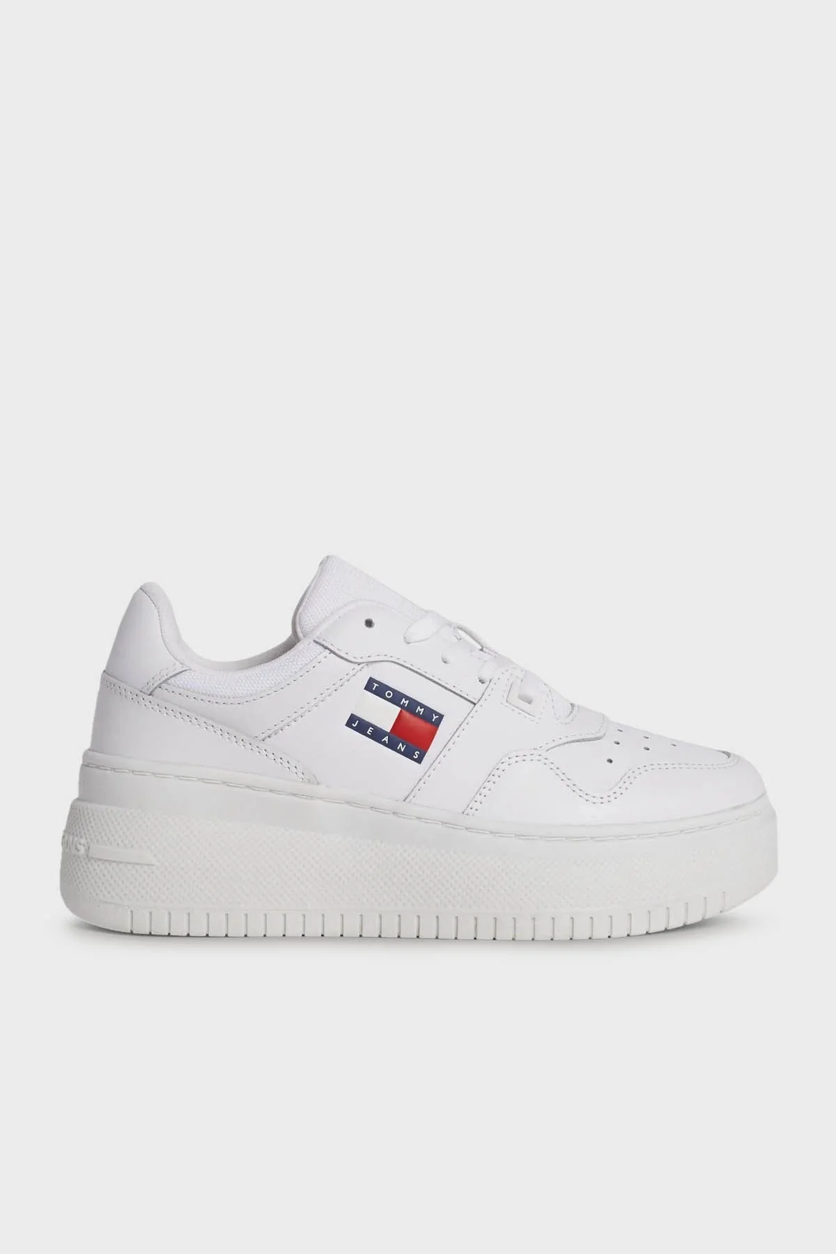 Tommy Jeans Retro Platform Deri Sneaker Bayan Ayakkabı EN0EN02506 YBS BEYAZ - 7