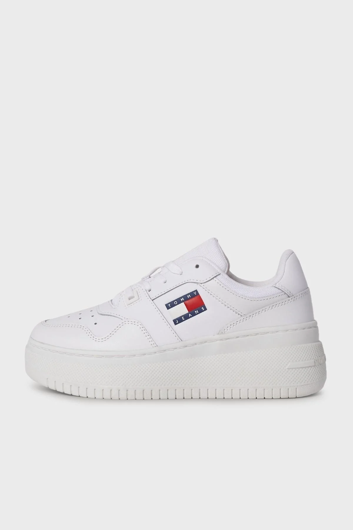 Tommy Jeans Retro Platform Deri Sneaker Bayan Ayakkabı EN0EN02506 YBS BEYAZ - 11