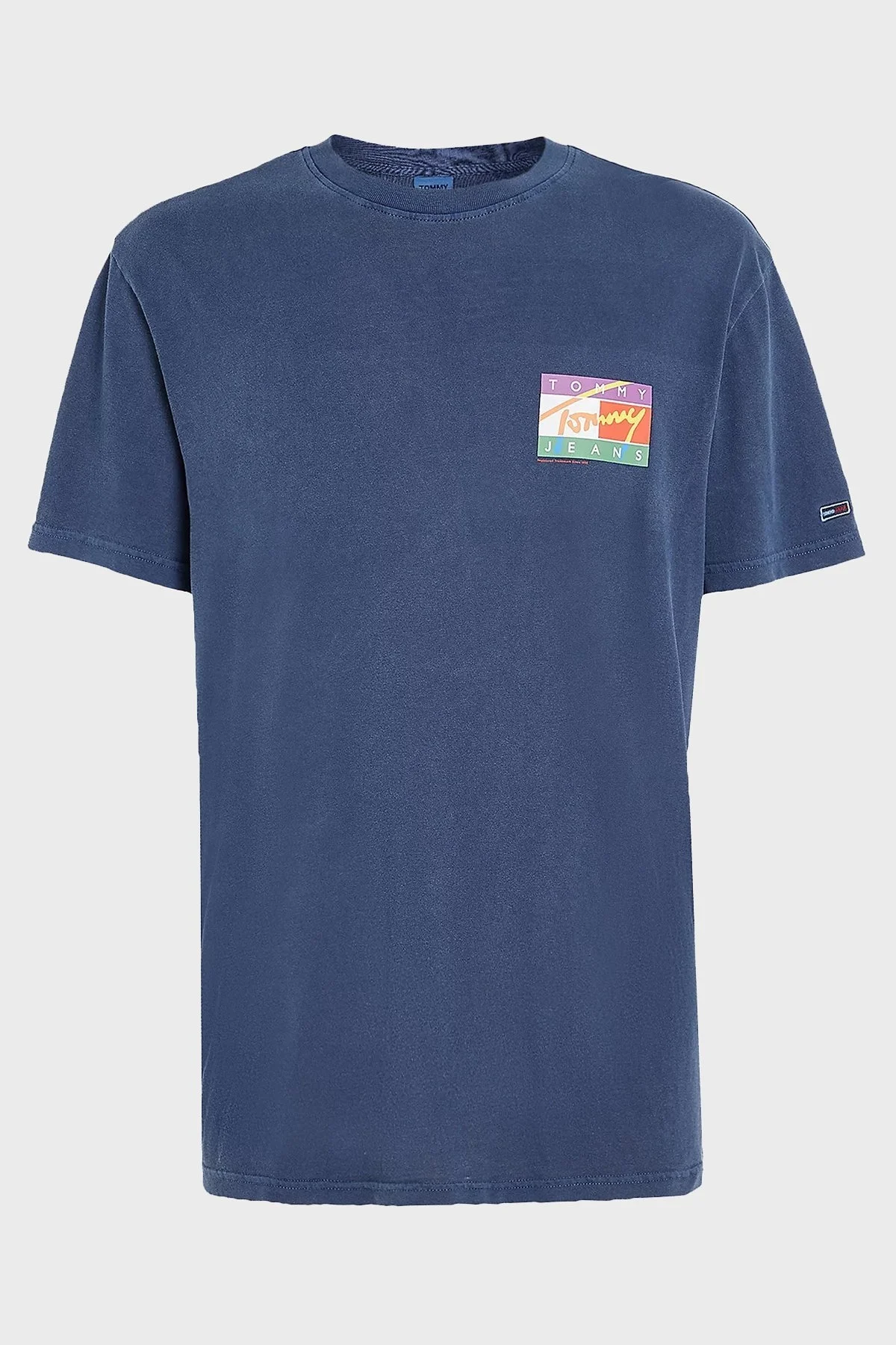 Tommy Jeans Sırt Baskılı Bisiklet Yaka Pamuklu Regular Fit Erkek T Shirt DM0DM16827 C87 LACİVERT - 5