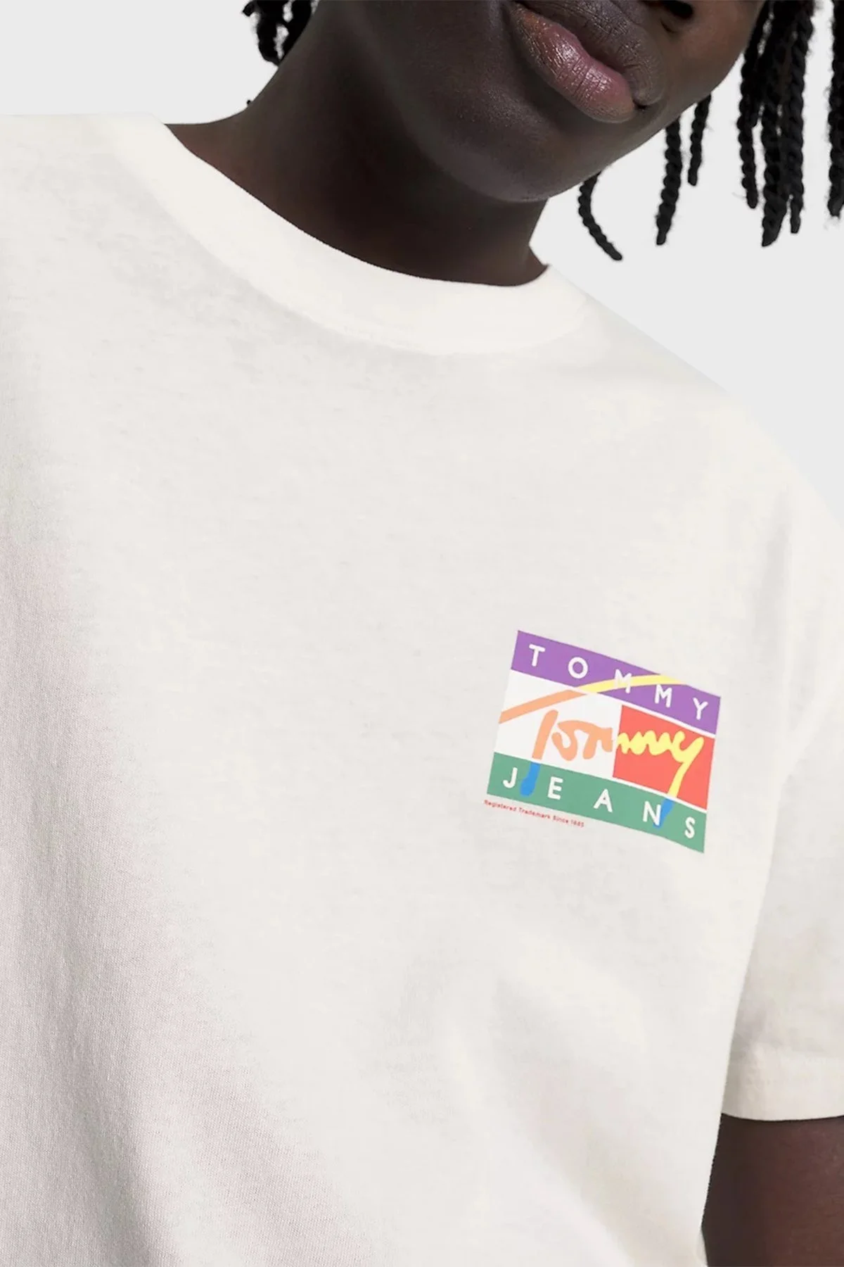 Tommy Jeans Sırt Baskılı Bisiklet Yaka Pamuklu Regular Fit Erkek T Shirt DM0DM16827 YBH BEYAZ - 4