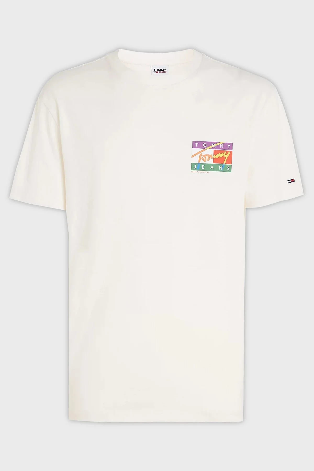 Tommy Jeans Sırt Baskılı Bisiklet Yaka Pamuklu Regular Fit Erkek T Shirt DM0DM16827 YBH BEYAZ - 6