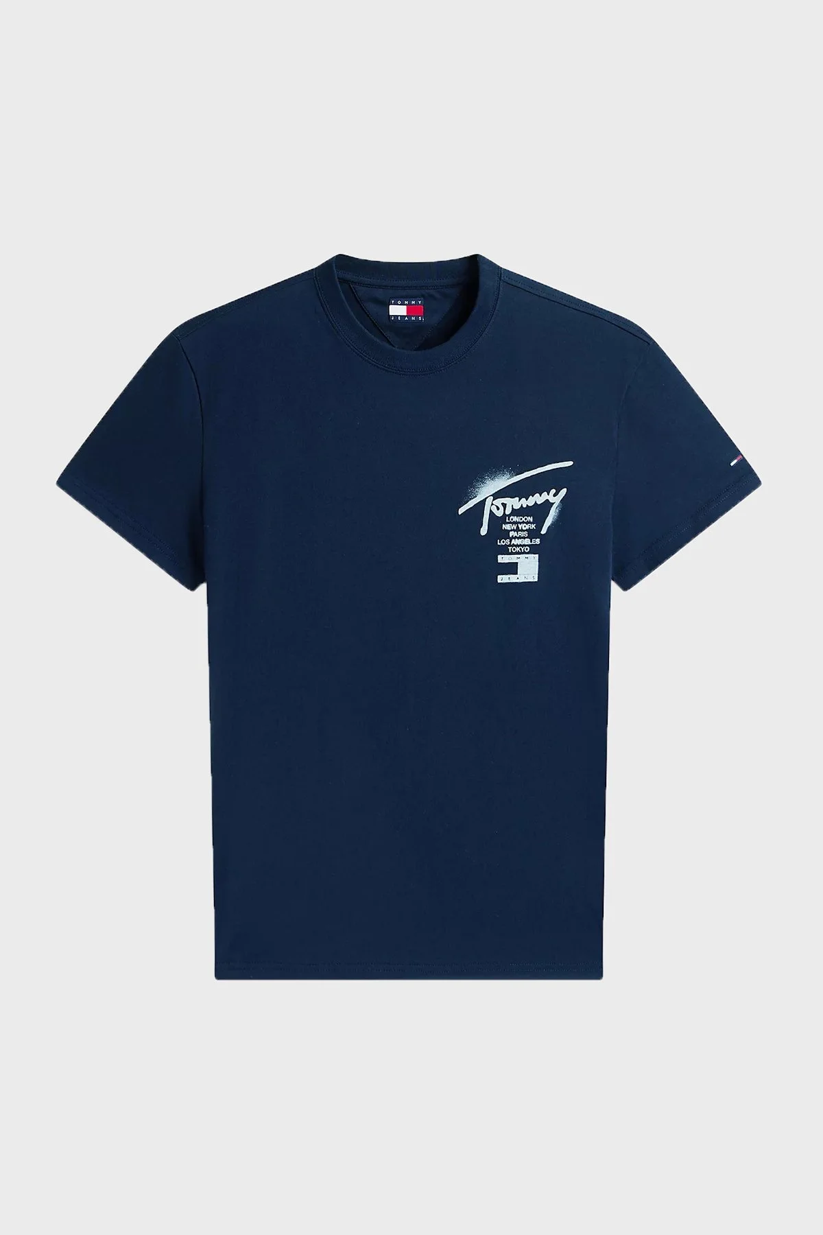 Tommy Jeans Sırt Baskılı Pamuklu Regular Fit Bisiklet Yaka Erkek T Shirt DM0DM22553 C1G LACİVERT - 5
