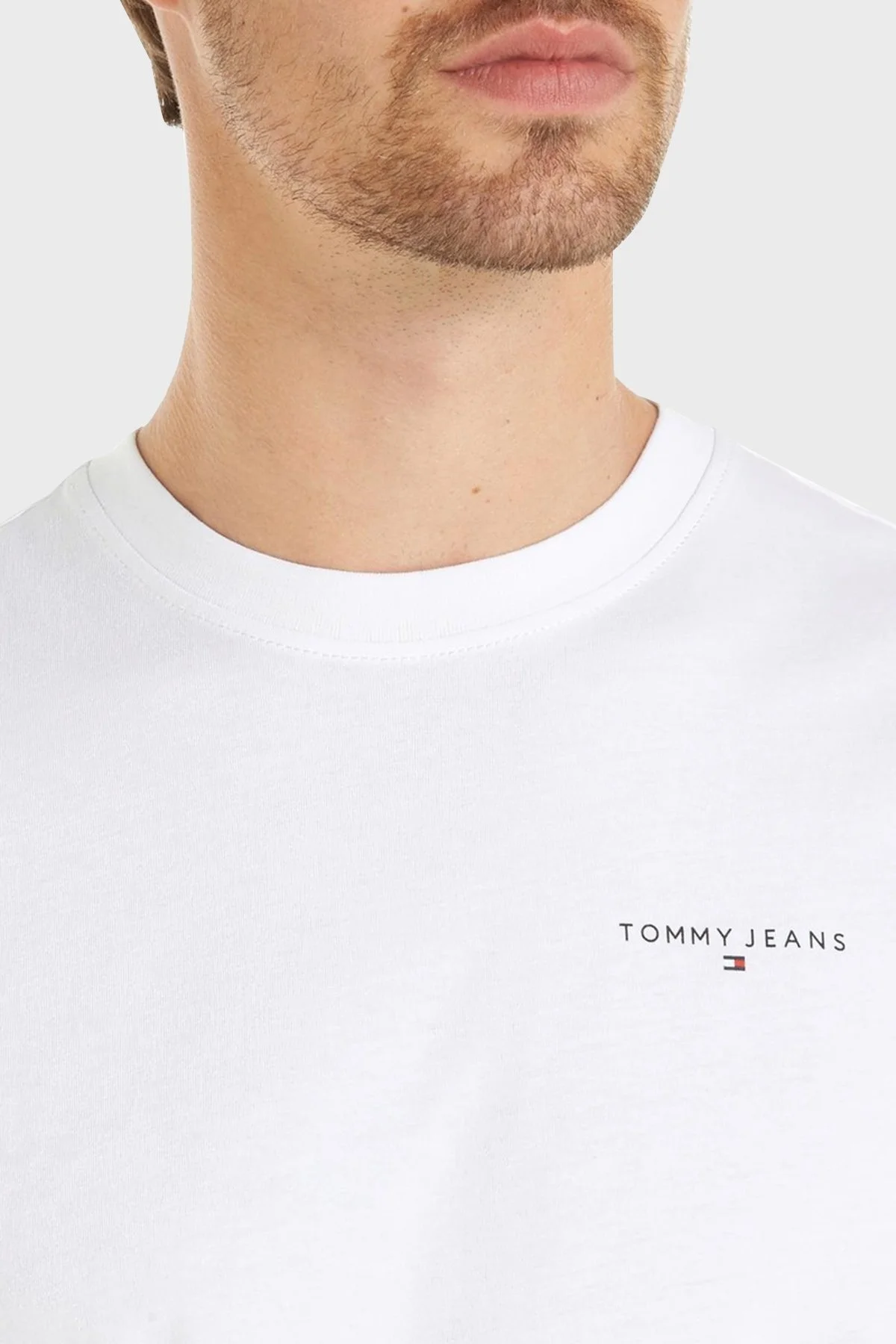 Tommy Jeans Slim Fit Bisiklet Yaka Erkek T Shirt DM0DM18555 YBR BEYAZ - 2