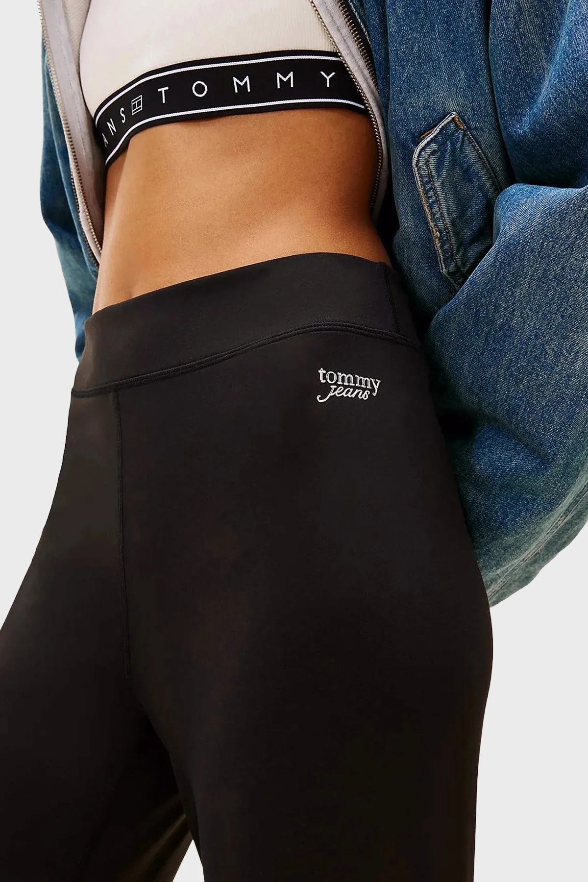 Tommy Jeans Slim Fit Logolu Yüksek Bel Bayan Tayt DW0DW22110 BDS SİYAH - 5