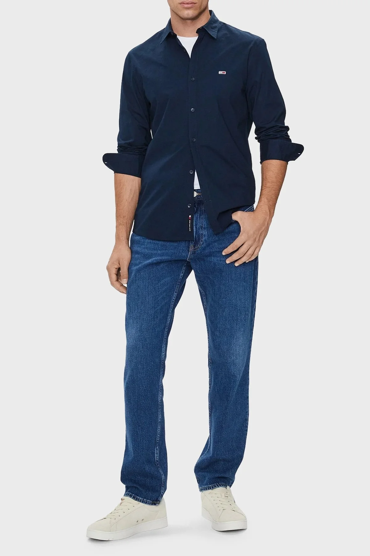 Tommy Jeans Streç Pamuklu Regular Fit Erkek Gömlek DM0DM19519 C1G LACİVERT - 3