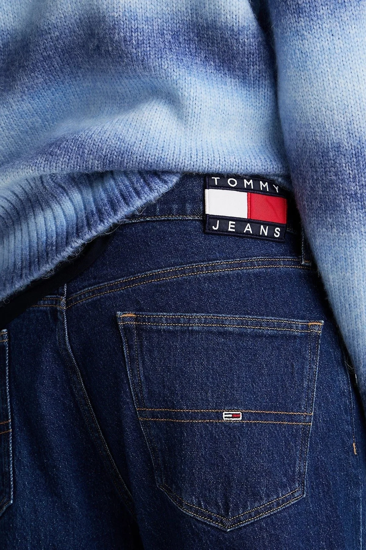 Tommy Jeans Streç Pamuklu Regular Fit Normal Bel Düz Paça Jeans Erkek Kot Pantolon DM0DM21183 1BJ MAVİ - 9