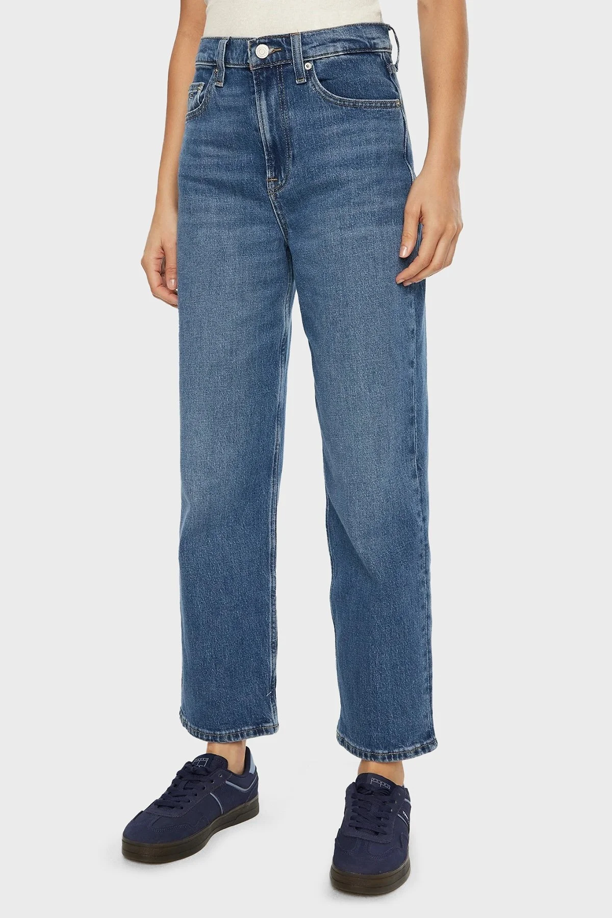 Tommy Jeans Streç Pamuklu Regular Fit Yüksek Bel Boru Paça Jeans Bayan Kot Pantolon DW0DW19563 1A5 MAVİ - 6