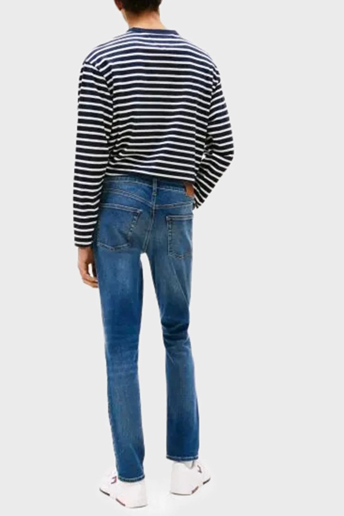 Tommy Jeans Streç Pamuklu Slim Fit Normal Bel Dar Paça Jeans Erkek Kot Pantolon DM0DM21238 1BK MAVİ - 3