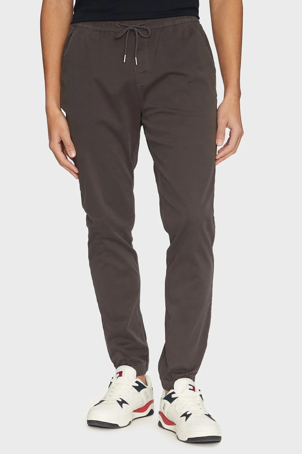 Tommy Jeans Streç Pamuklu Slim Fit Normal Bel Lastikli Paça Jogger Erkek Pantolon DM0DM20283 PT2 KOYU GRİ - 6