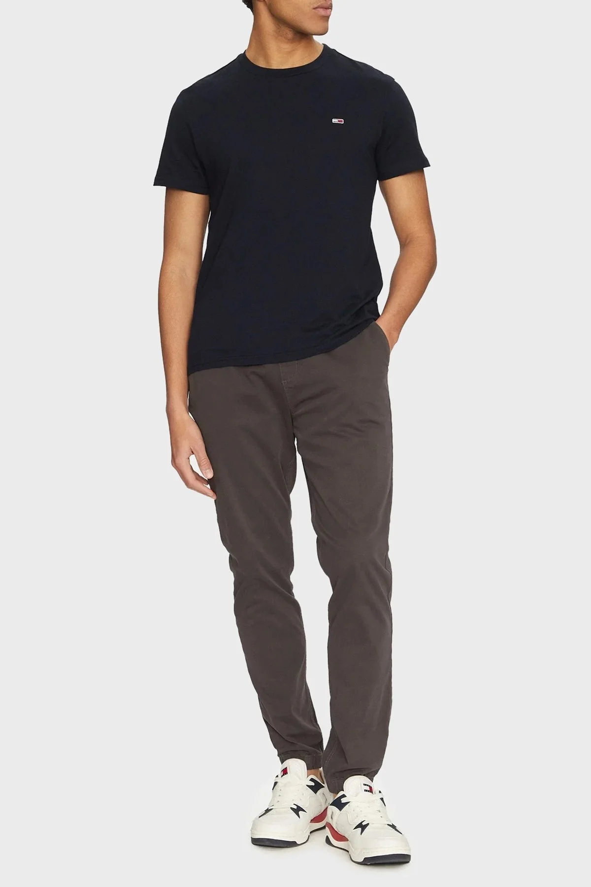 Tommy Jeans Streç Pamuklu Slim Fit Normal Bel Lastikli Paça Jogger Erkek Pantolon DM0DM20283 PT2 KOYU GRİ - 7