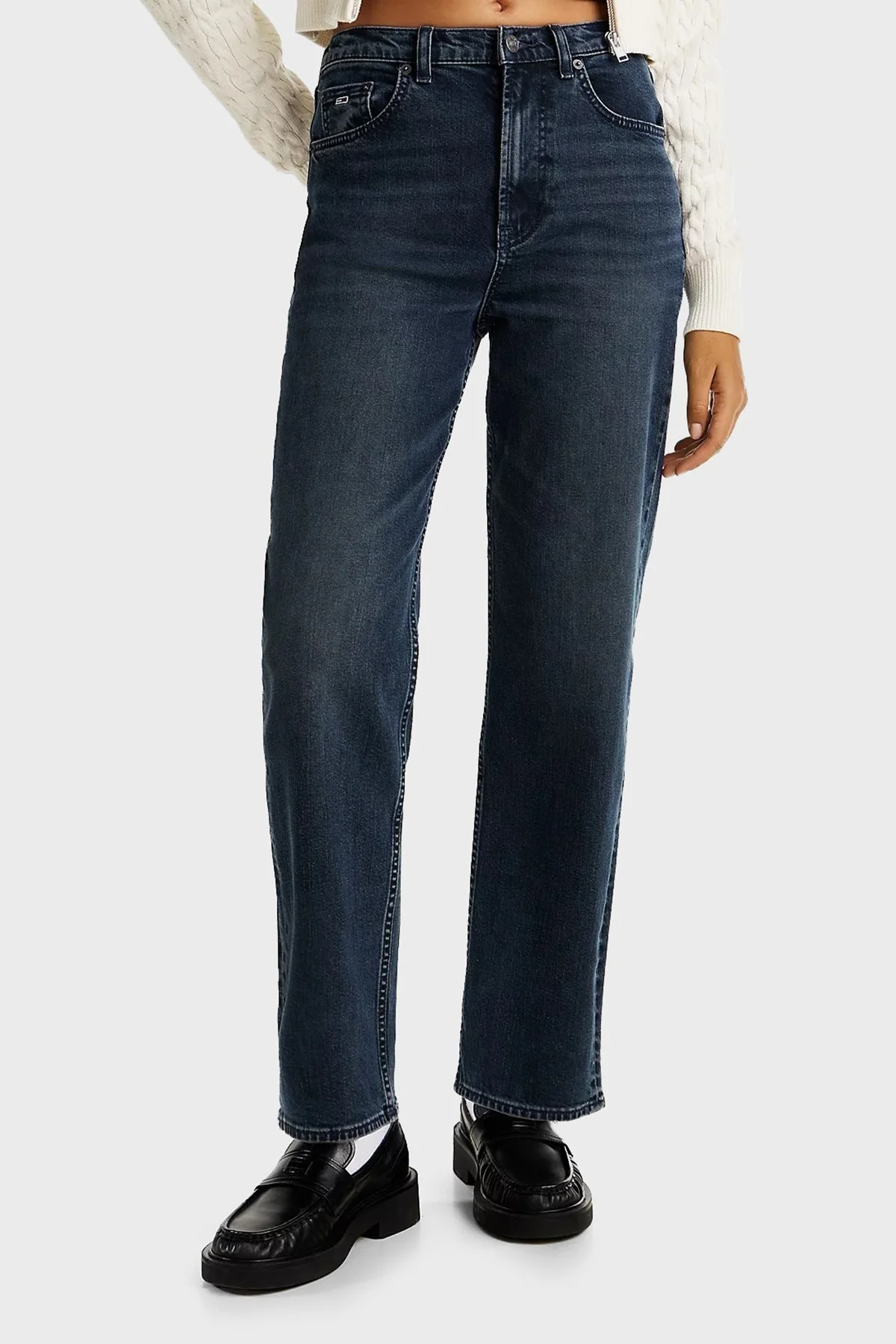 Tommy Jeans Streç Pamuklu Slim Straight Yüksek Bel Düz Paça Jeans Bayan Kot Pantolon DW0DW20451 1BJ MAVİ - 1