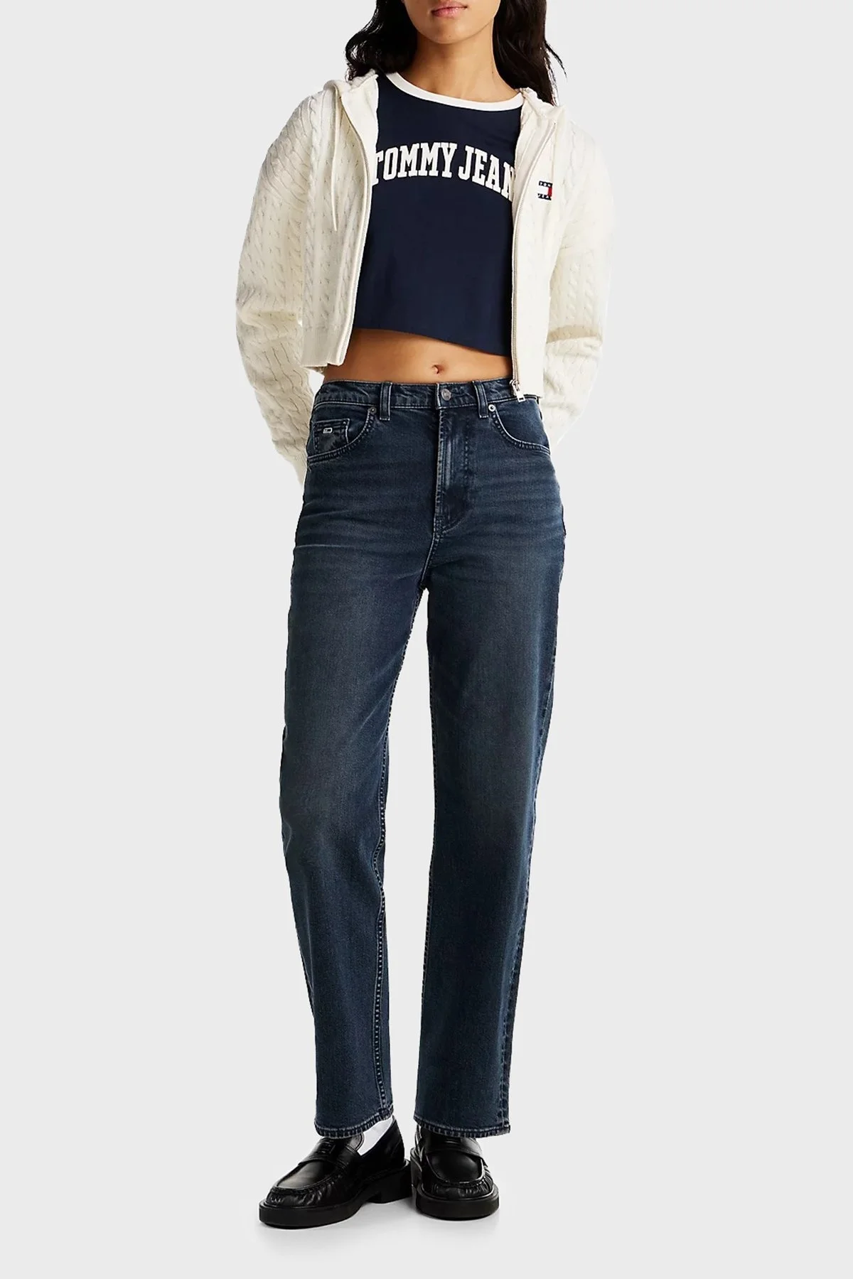 Tommy Jeans Streç Pamuklu Slim Straight Yüksek Bel Düz Paça Jeans Bayan Kot Pantolon DW0DW20451 1BJ MAVİ - 2