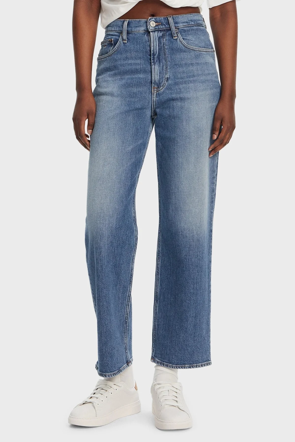 Tommy Jeans Streç Pamuklu Slim Straight Yüksek Bel Düz Paça Jeans Bayan Kot Pantolon DW0DW20644 1A5 MAVİ - 1