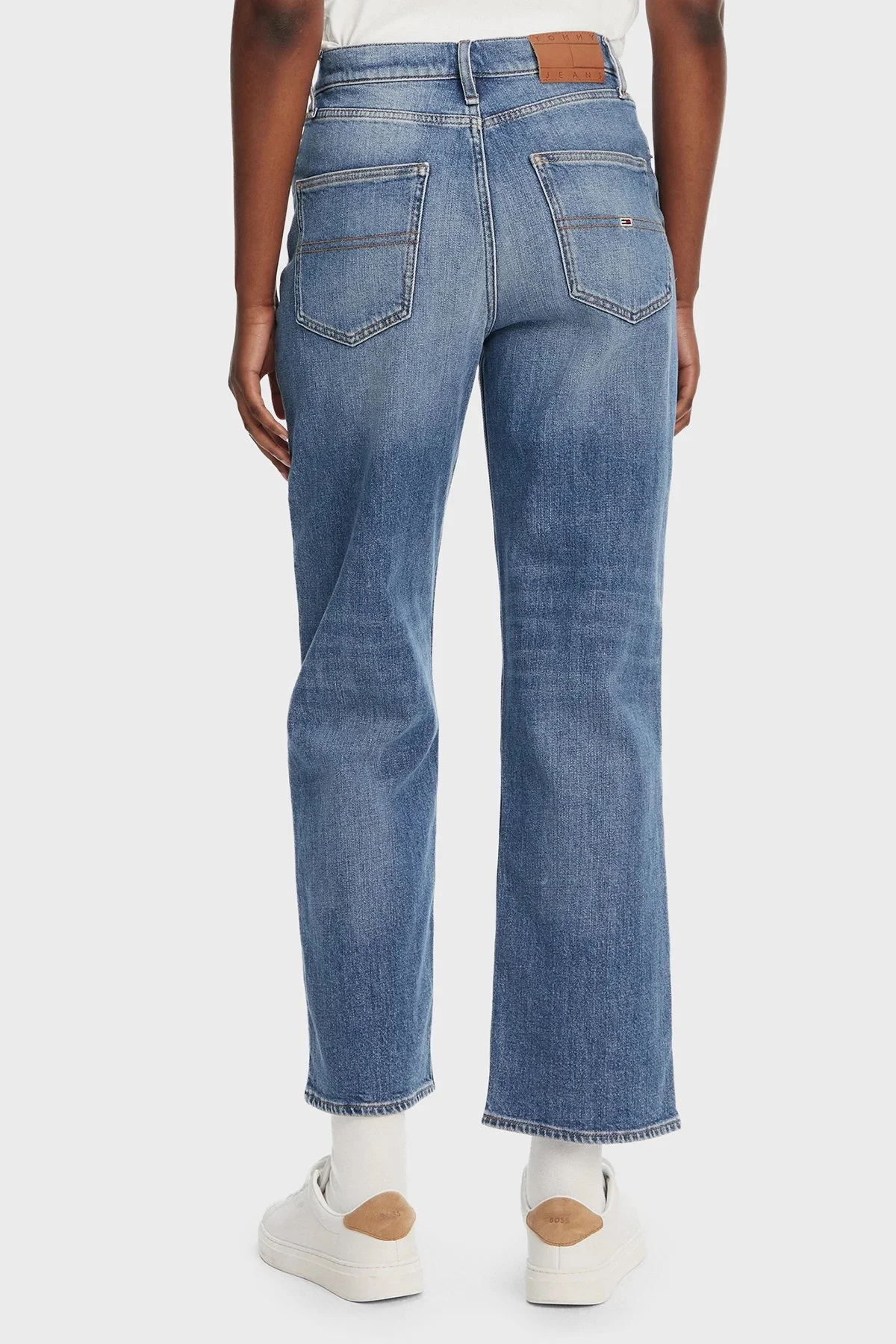 Tommy Jeans Streç Pamuklu Slim Straight Yüksek Bel Düz Paça Jeans Kadın Kot Pantolon DW0DW20644 1A5 MAVİ - 3