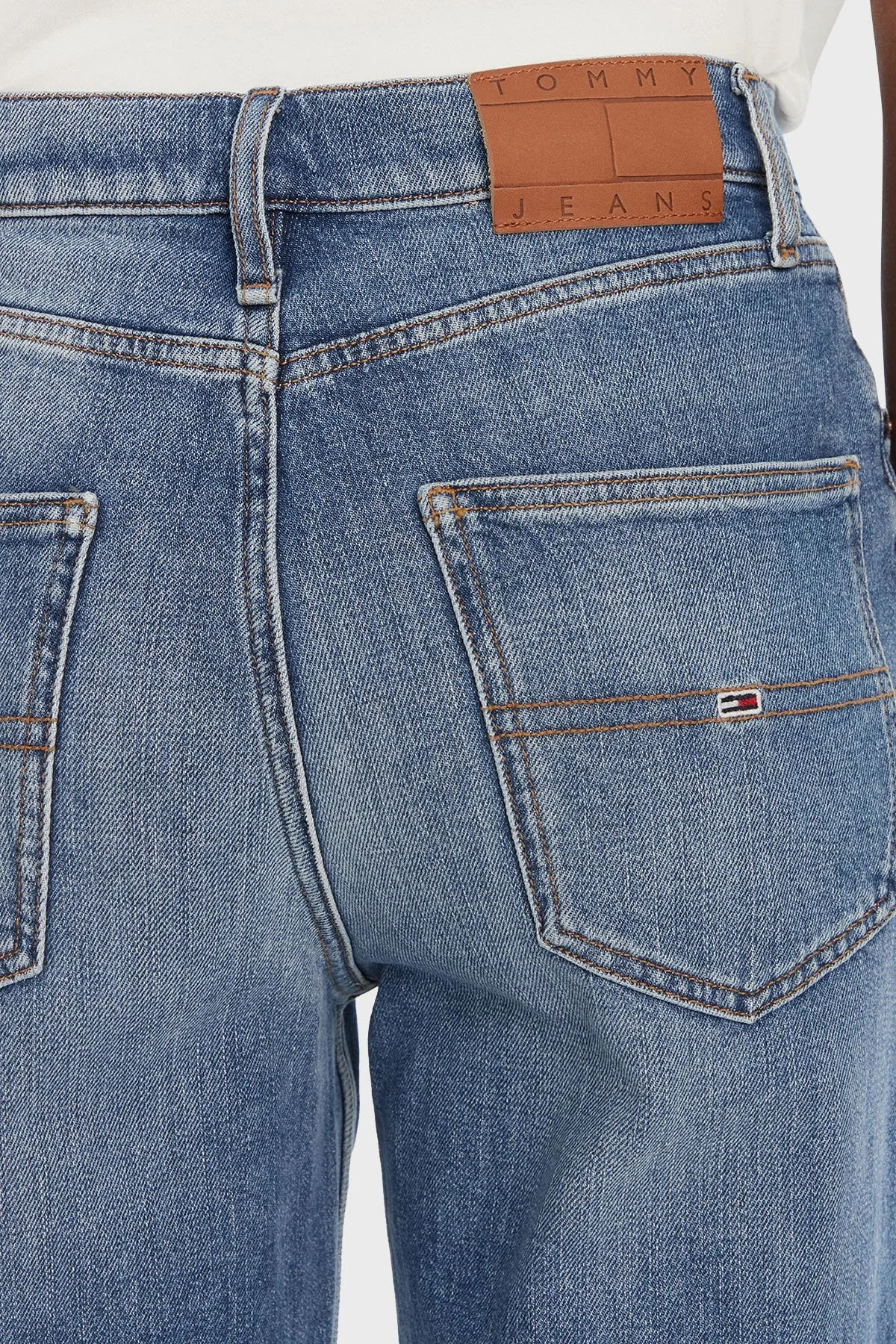 Tommy Jeans Streç Pamuklu Slim Straight Yüksek Bel Düz Paça Jeans Kadın Kot Pantolon DW0DW20644 1A5 MAVİ - 5