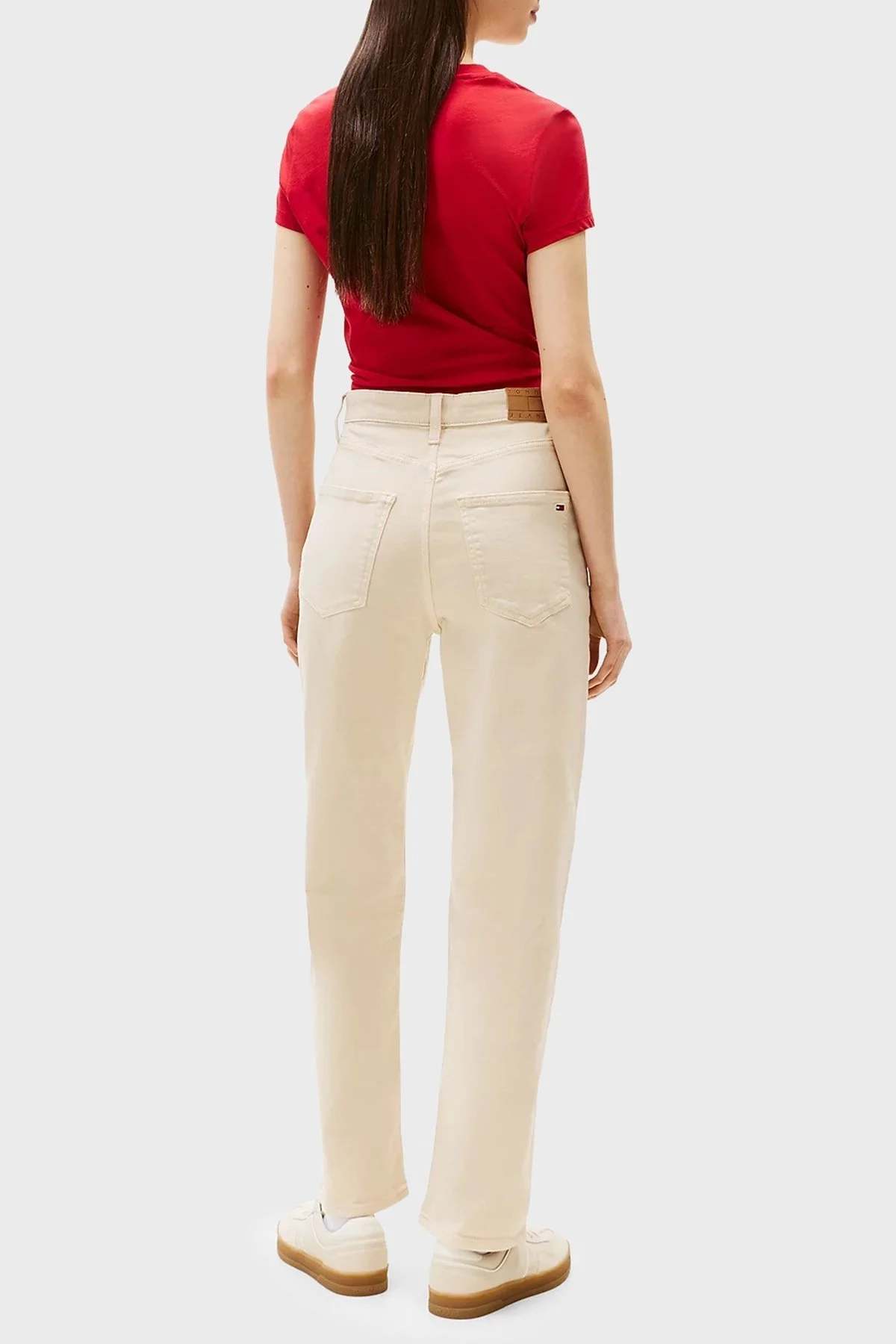 Tommy Jeans Streç Pamuklu Slim Straight Yüksel Bel Düz Paça Bayan Kot Pantolon DW0DW20997 ACH KREM - 3