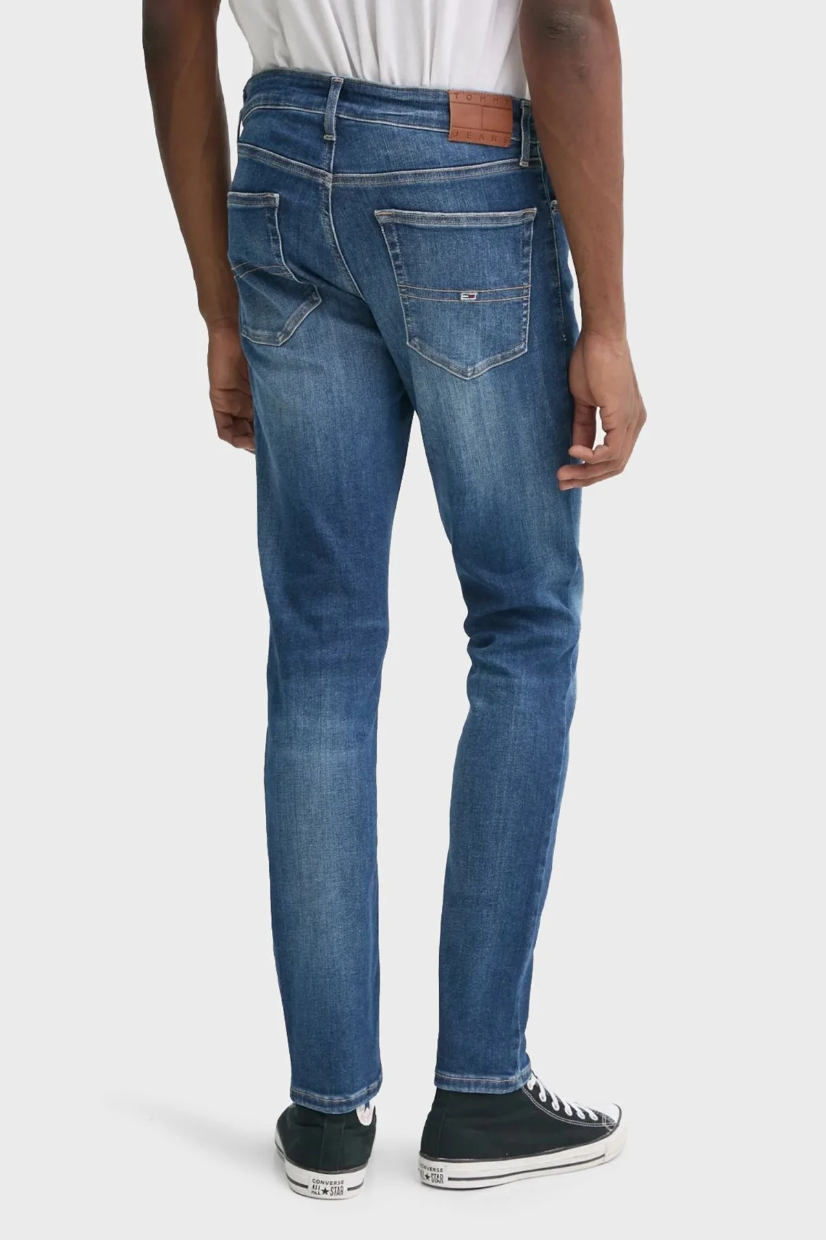 Tommy Jeans Streç Pamuklu Straight Fit Yüksek Bel Düz Paça Jeans Erkek Kot Pantolon DM0DM20570 1BK MAVİ - 7