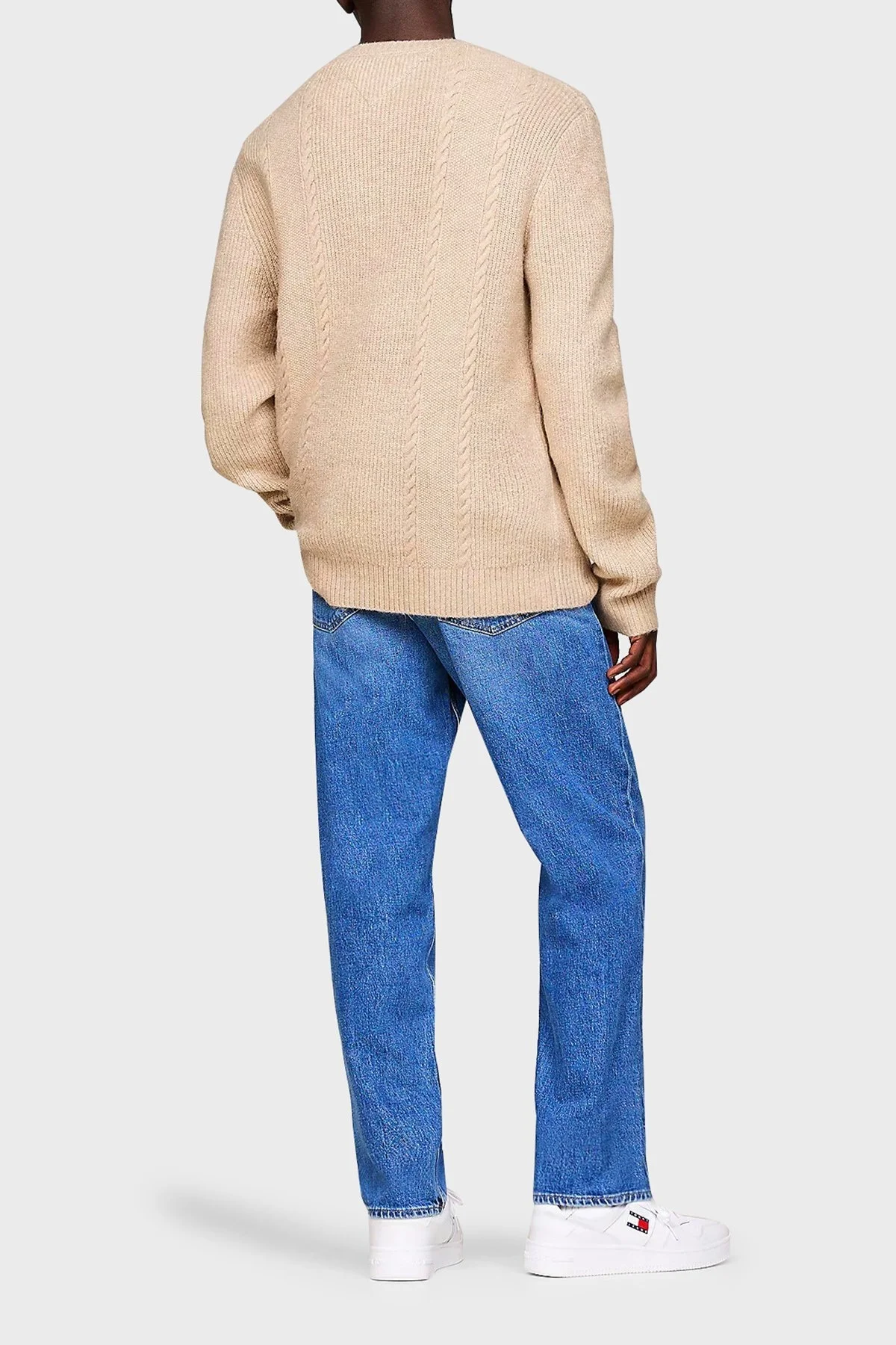 Tommy Jeans Streç Slim Fit Bisiklet Yaka Örme Erkek Kazak DM0DM19440 AB9 BEJ - 3