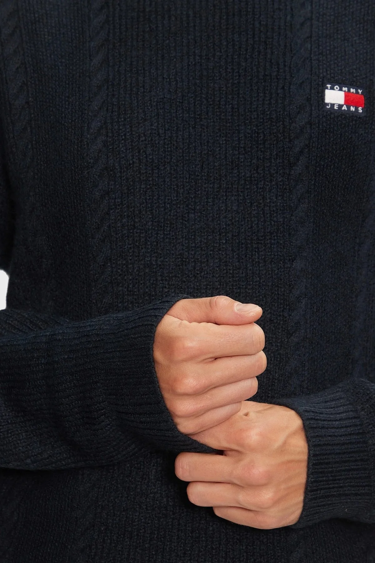 Tommy Jeans Streç Slim Fit Bisiklet Yaka Örme Erkek Kazak DM0DM19440 C1G LACİVERT - 5