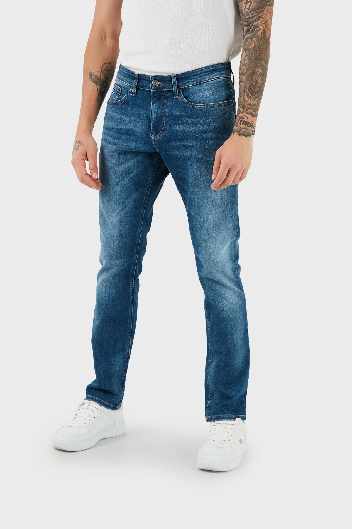 Tommy Jeans Streç Slim Fit Düşük Bel Jeans Erkek Kot Pantolon DM0DM18723 1A5 MAVİ - 4